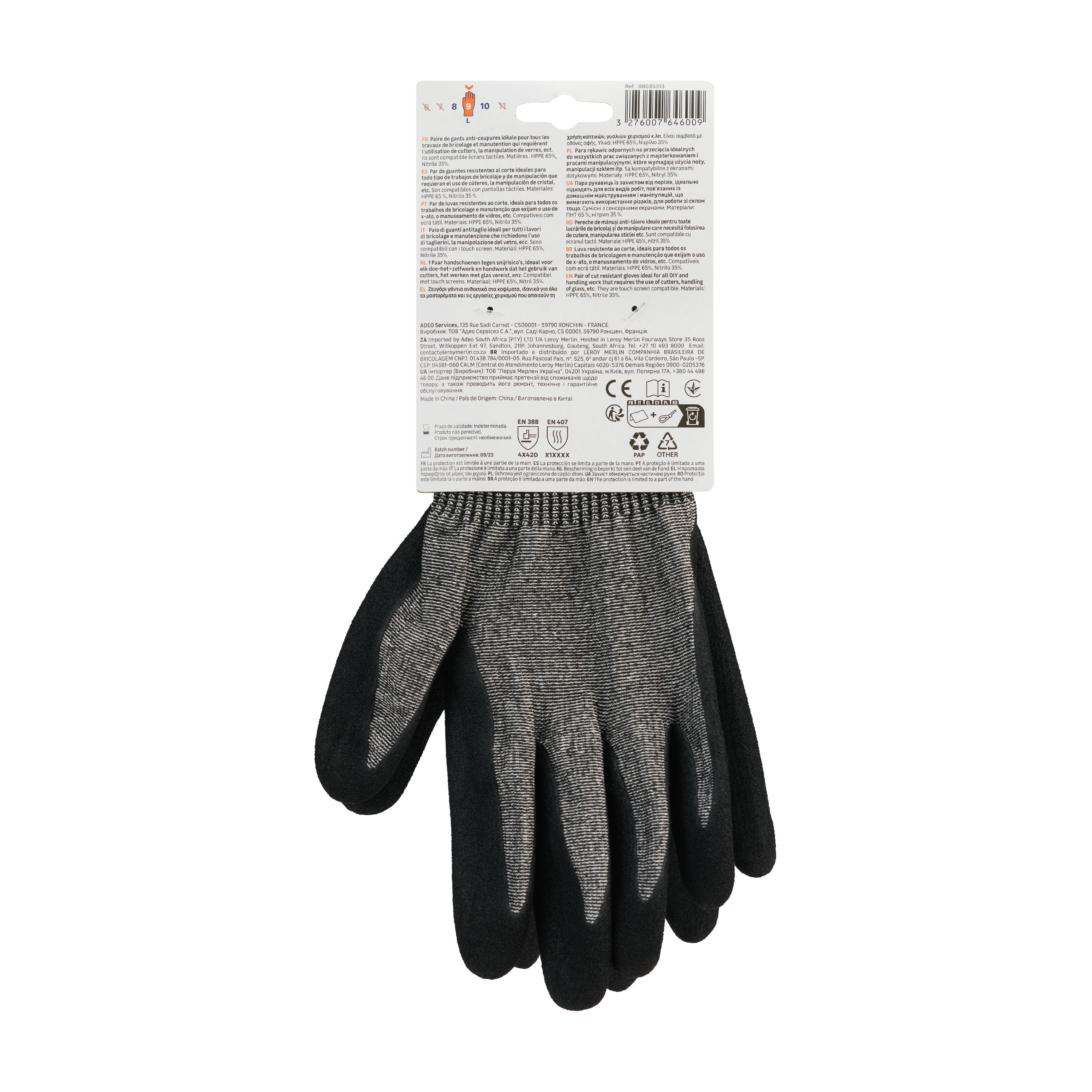 Luvas HPPE/Nitrilo touchsreen anti corte  tamanho 9L Dexter - 6