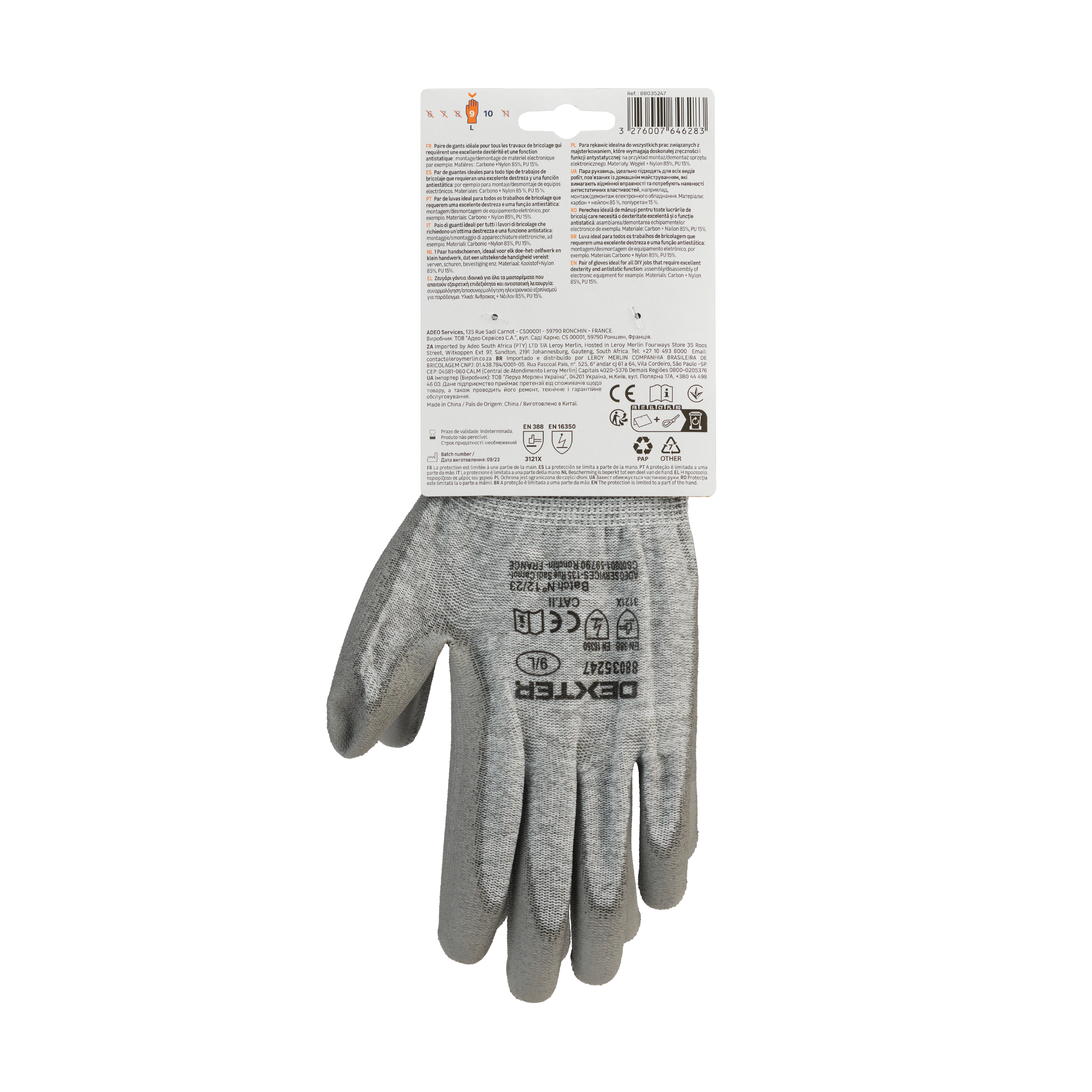 Luvas HPPE/PU anti corte  tamanho 9L Dexter - 6