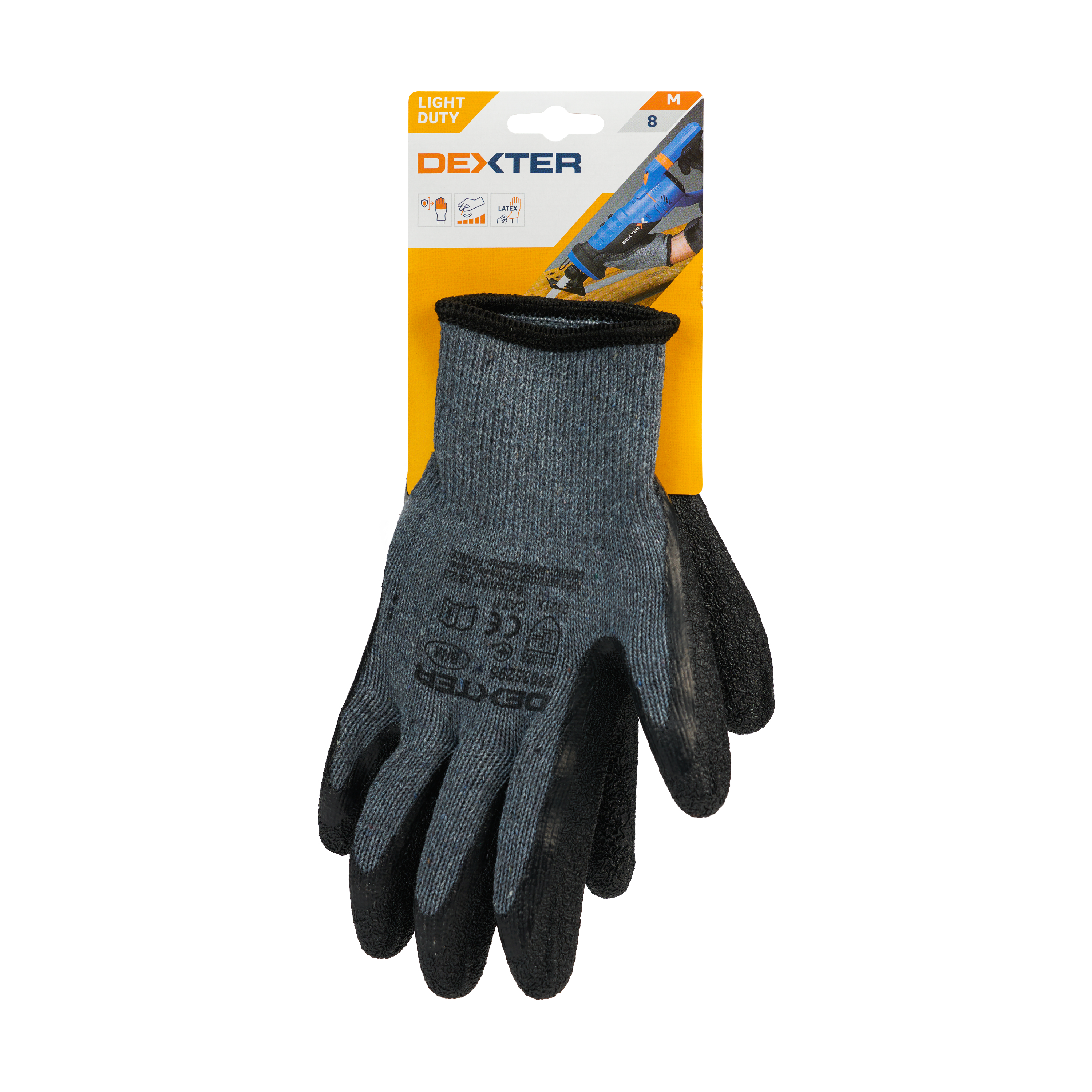 Luvas de algodão e latex tamanho 8M Dexter - 8