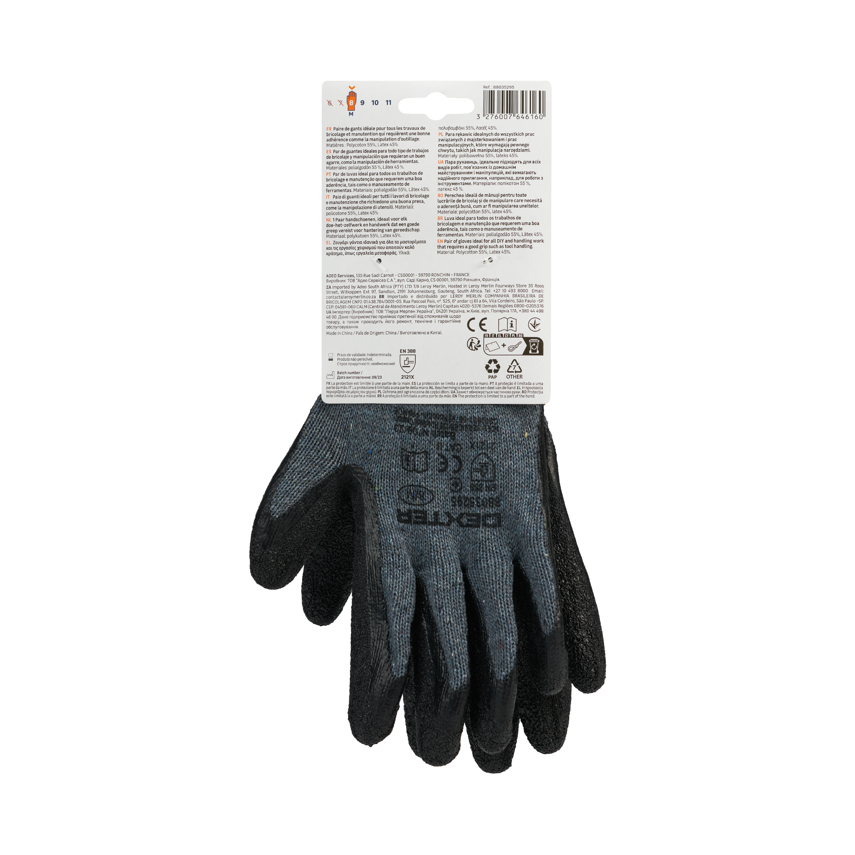 Luvas de algodão e latex tamanho 8M Dexter - 7