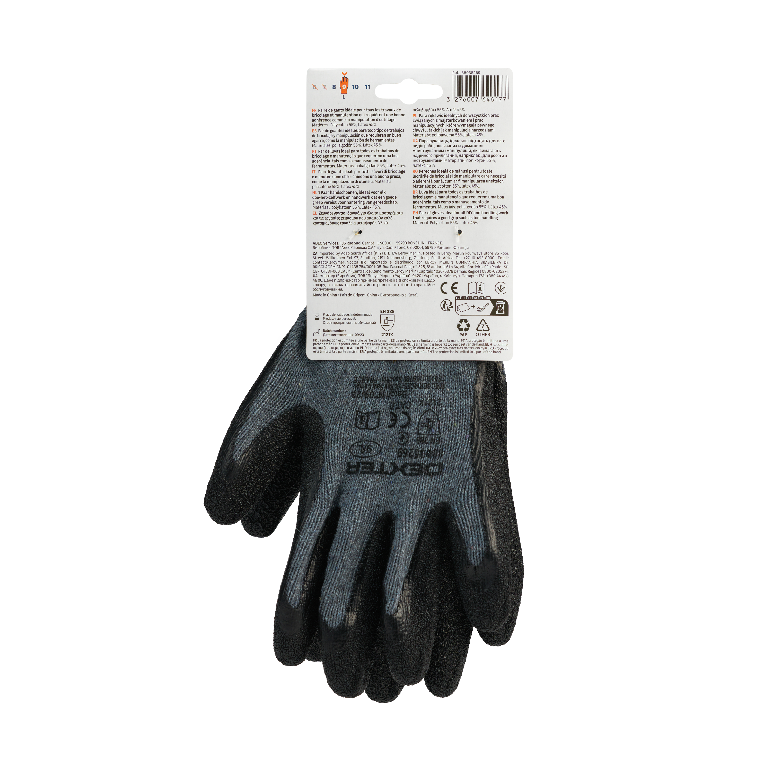 Luvas de algodão e latex tamanho 9L Dexter - 5