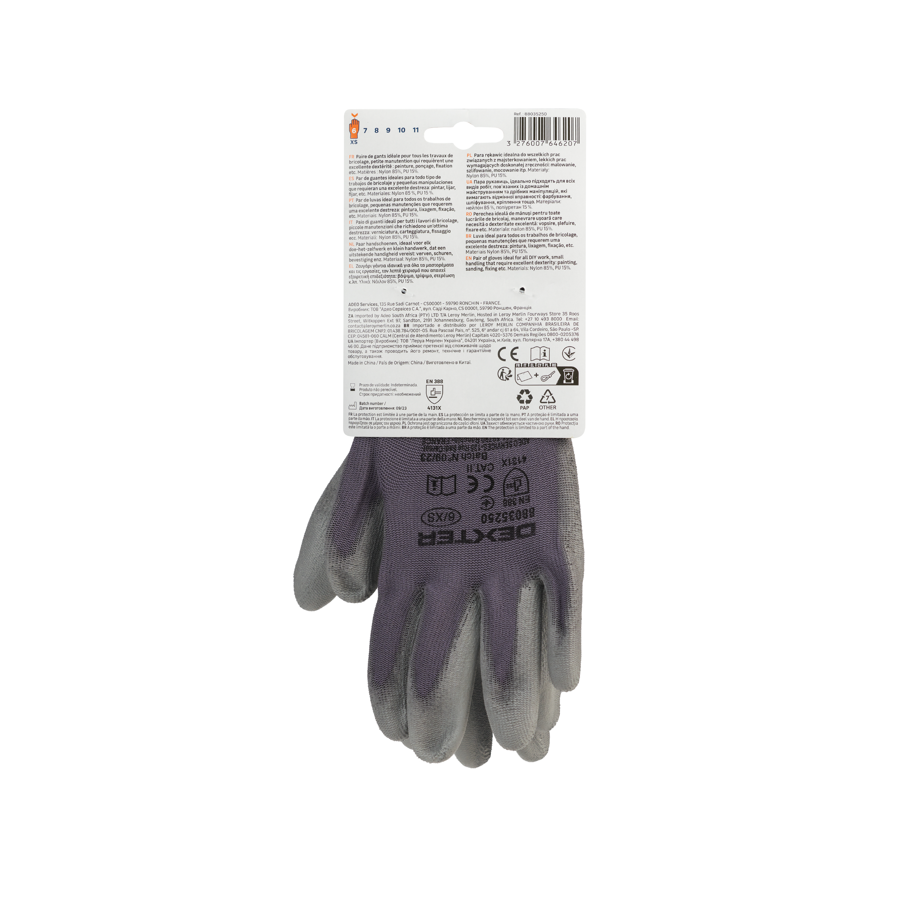 Luvas de precisão nylon e poliuretano anti riscos  tamanho 6XS Dexter - 5