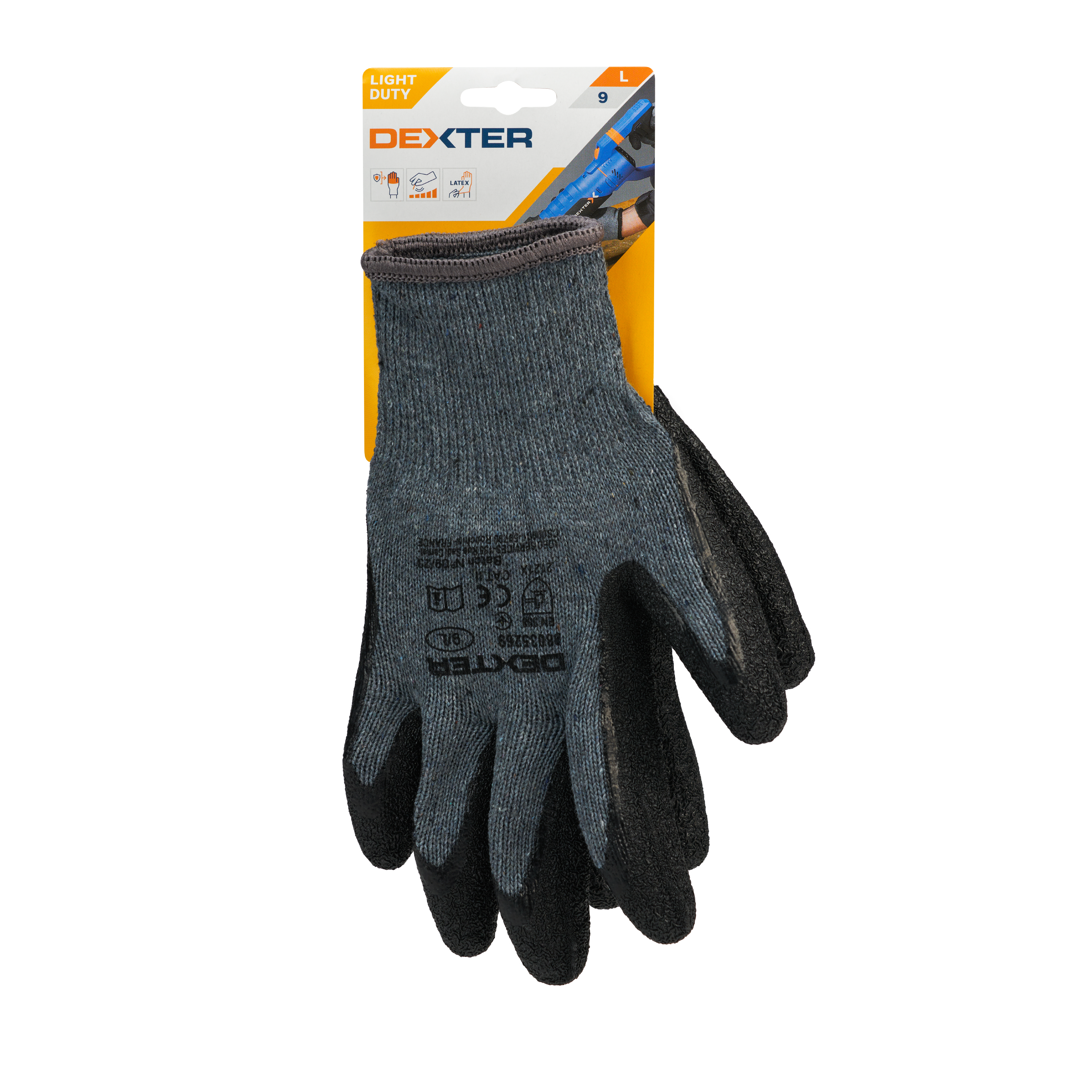 Luvas de algodão e latex tamanho 9L Dexter - 4