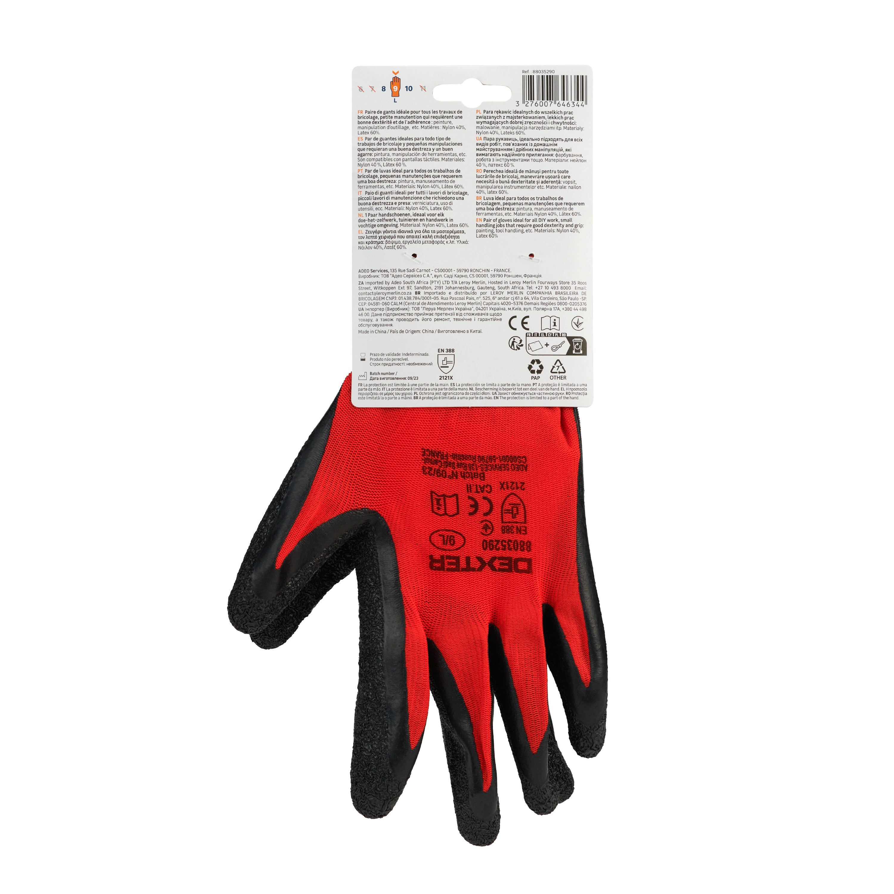 Luvas universais de nylon e latex tamanho 9L Dexter - 6