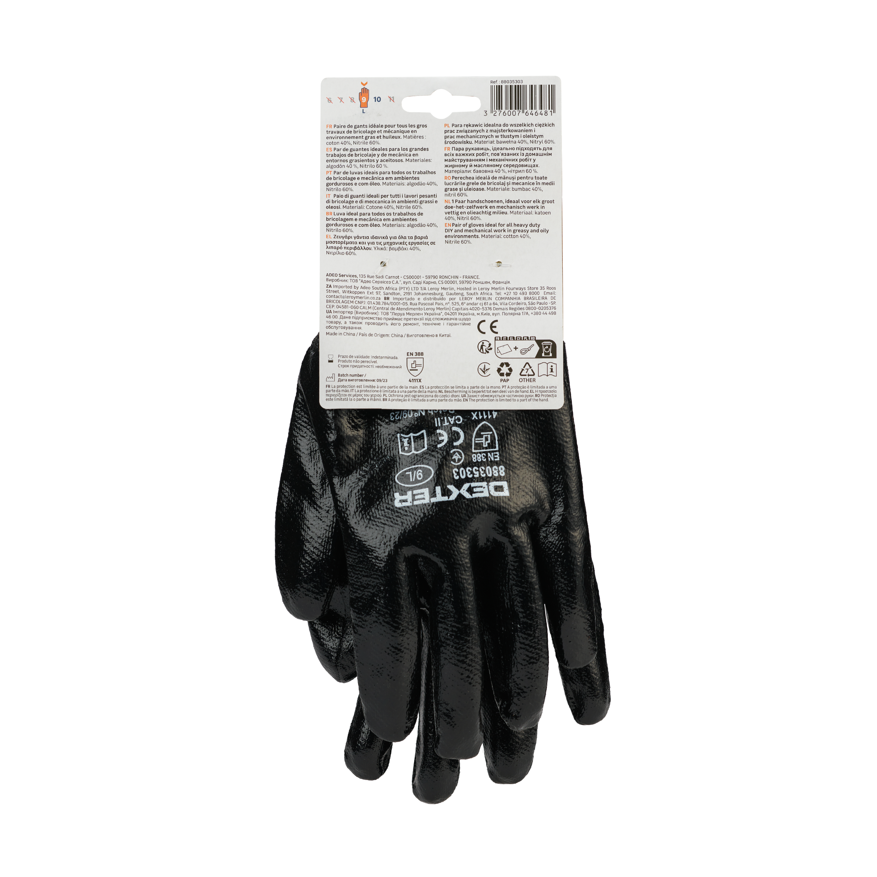 Guantes Mecánico Algodón / Nitrilo DEXTER - Talla 9 - 4