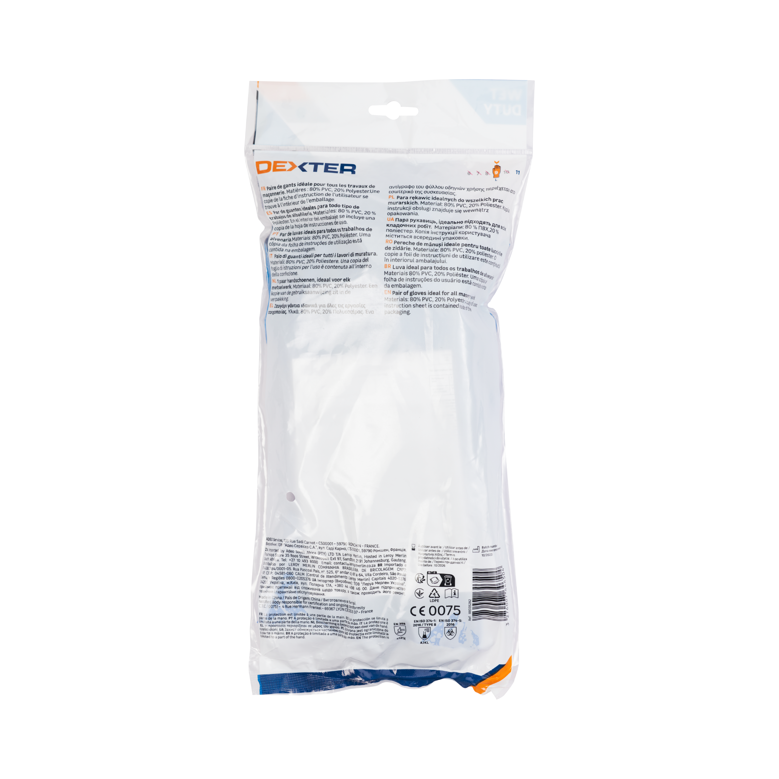 Luvas d pedreiro em PVC e poliéster tamanho 9L Dexter - 5