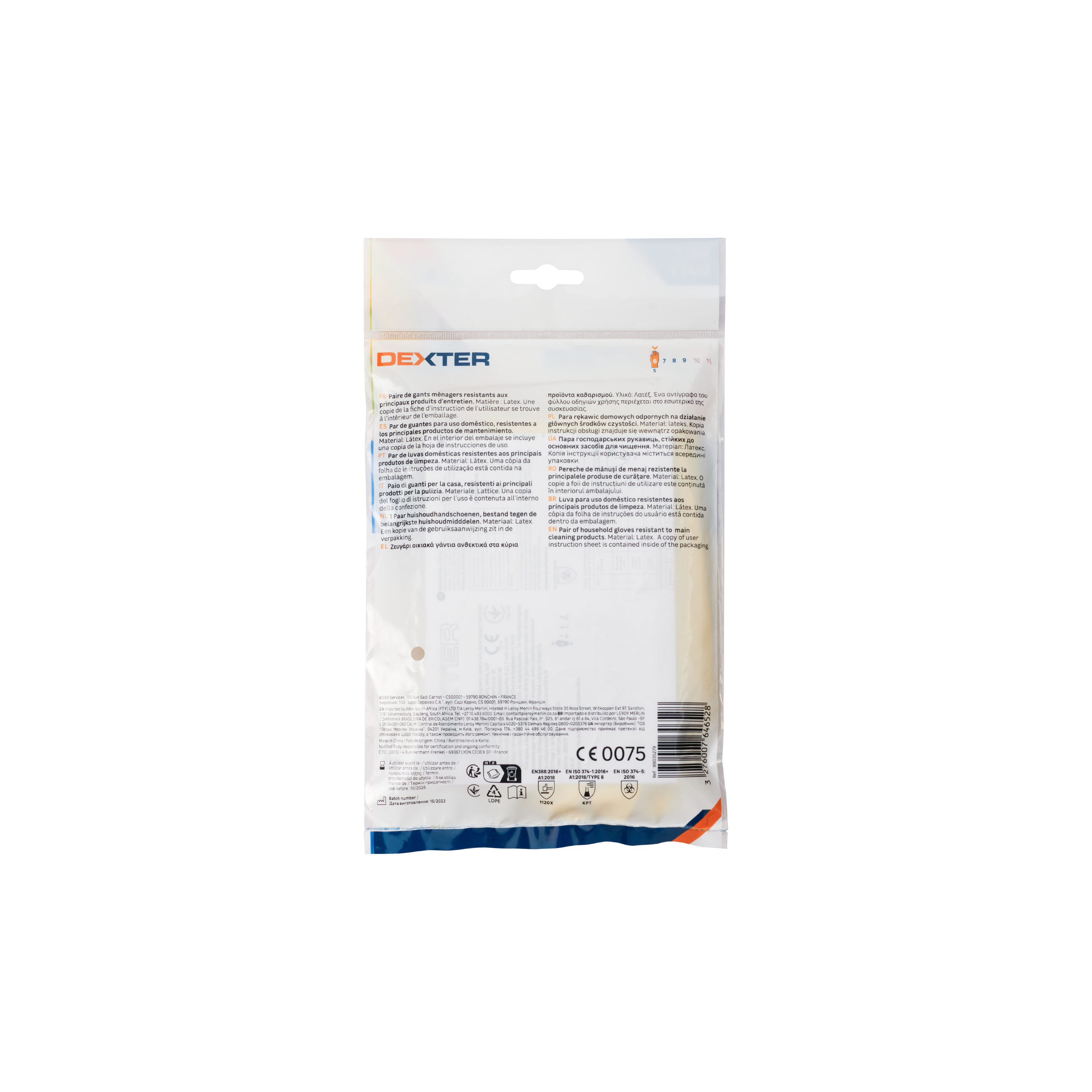 Luvas de limpeza em latex tamanho 6S Dexter - 6