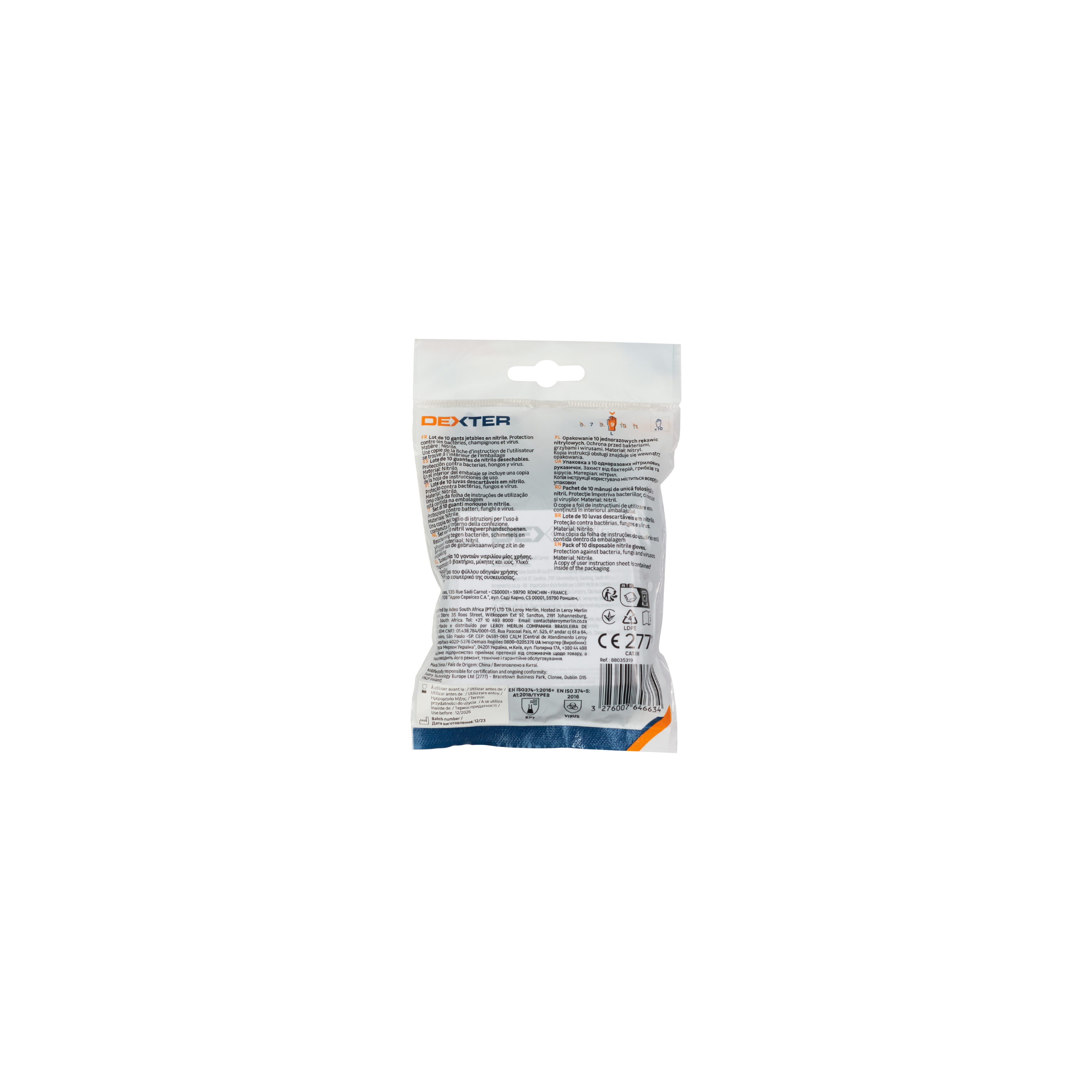 10 luvas descartáveis nitrilo preto tamanho 9L Dexter - 2