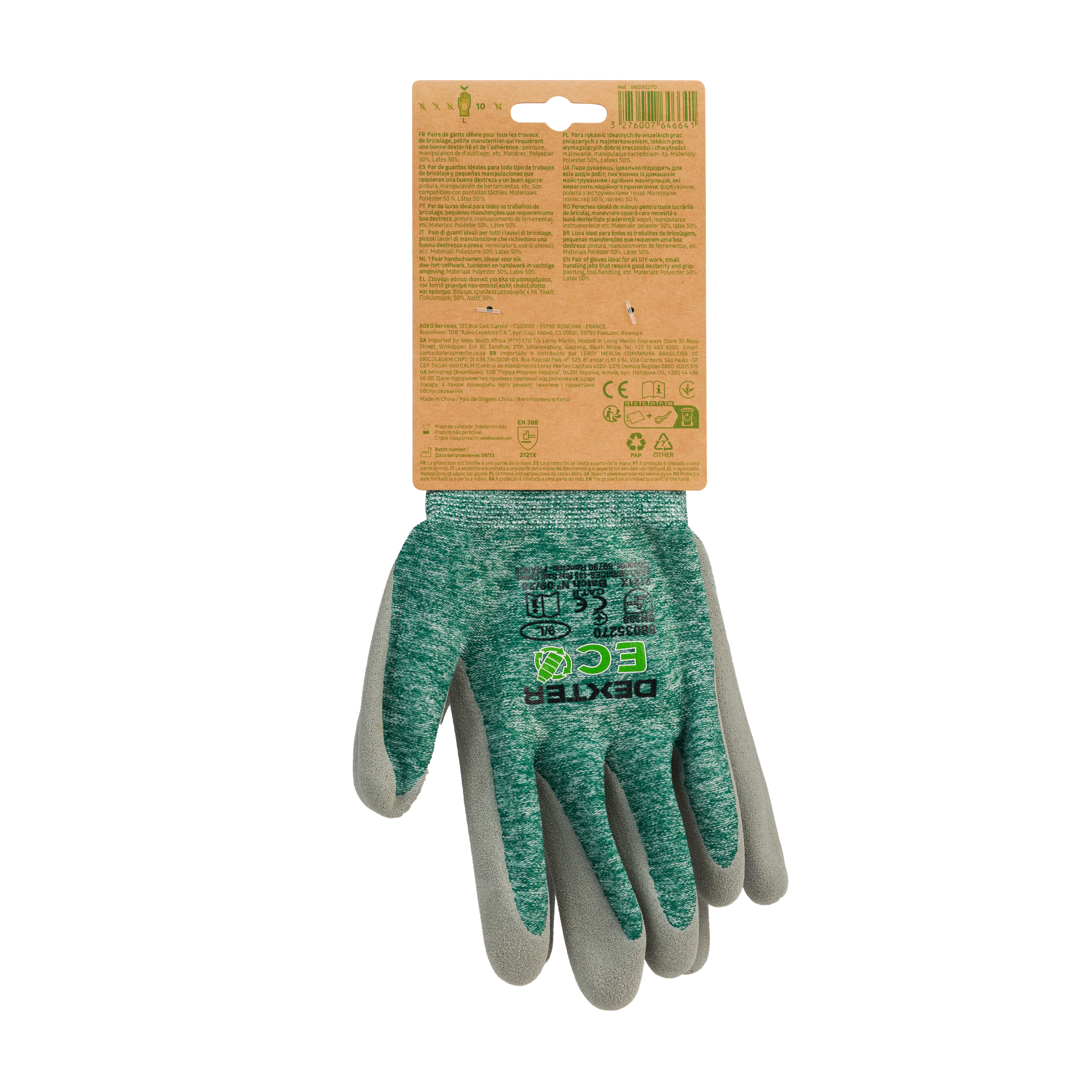 Luvas de trabalho recicladas anti calor/frio e anti corte  tamanho 9L Dexter - 7