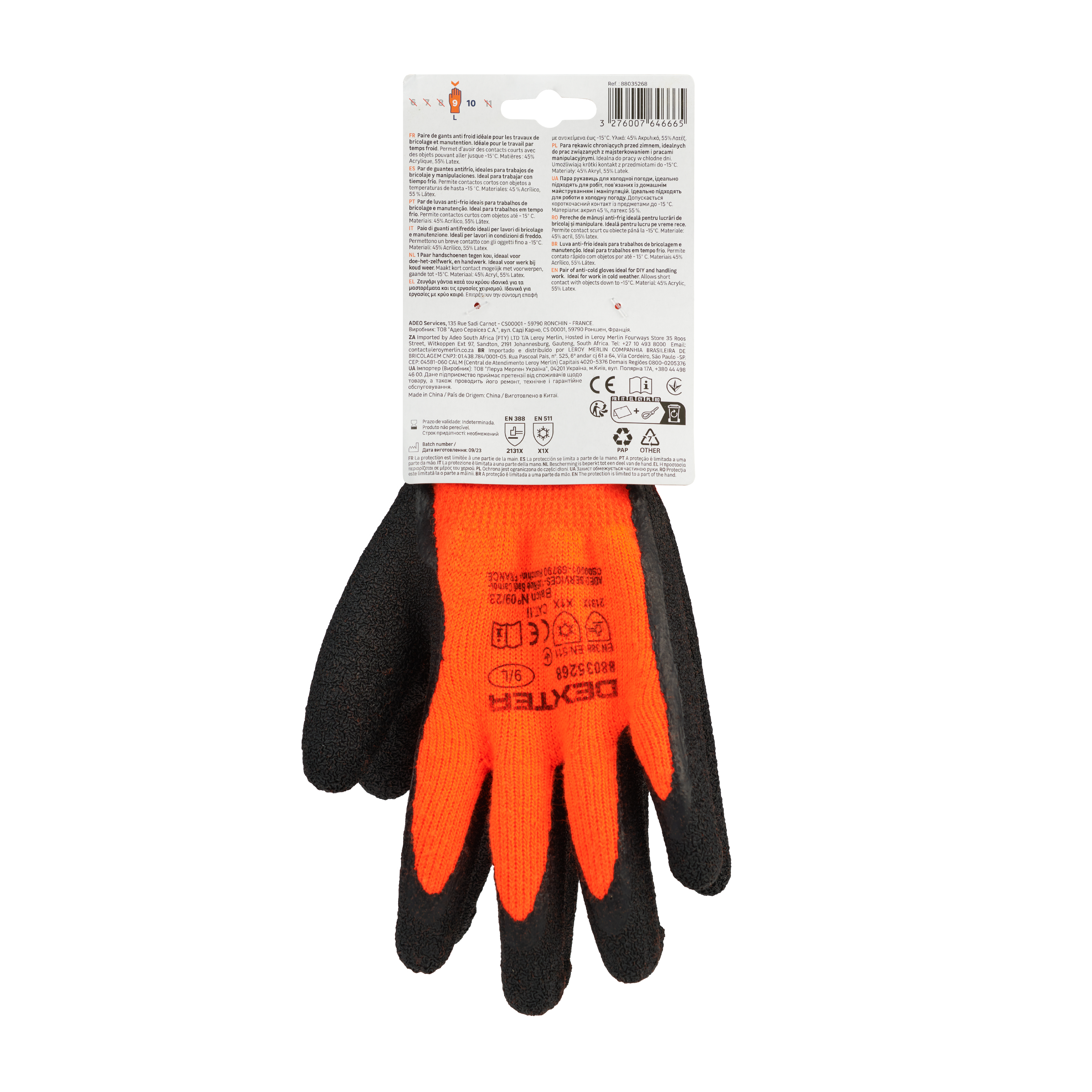 Luvas anti frio refletora de acrílico e algodão tamanho 9L Dexter - 4