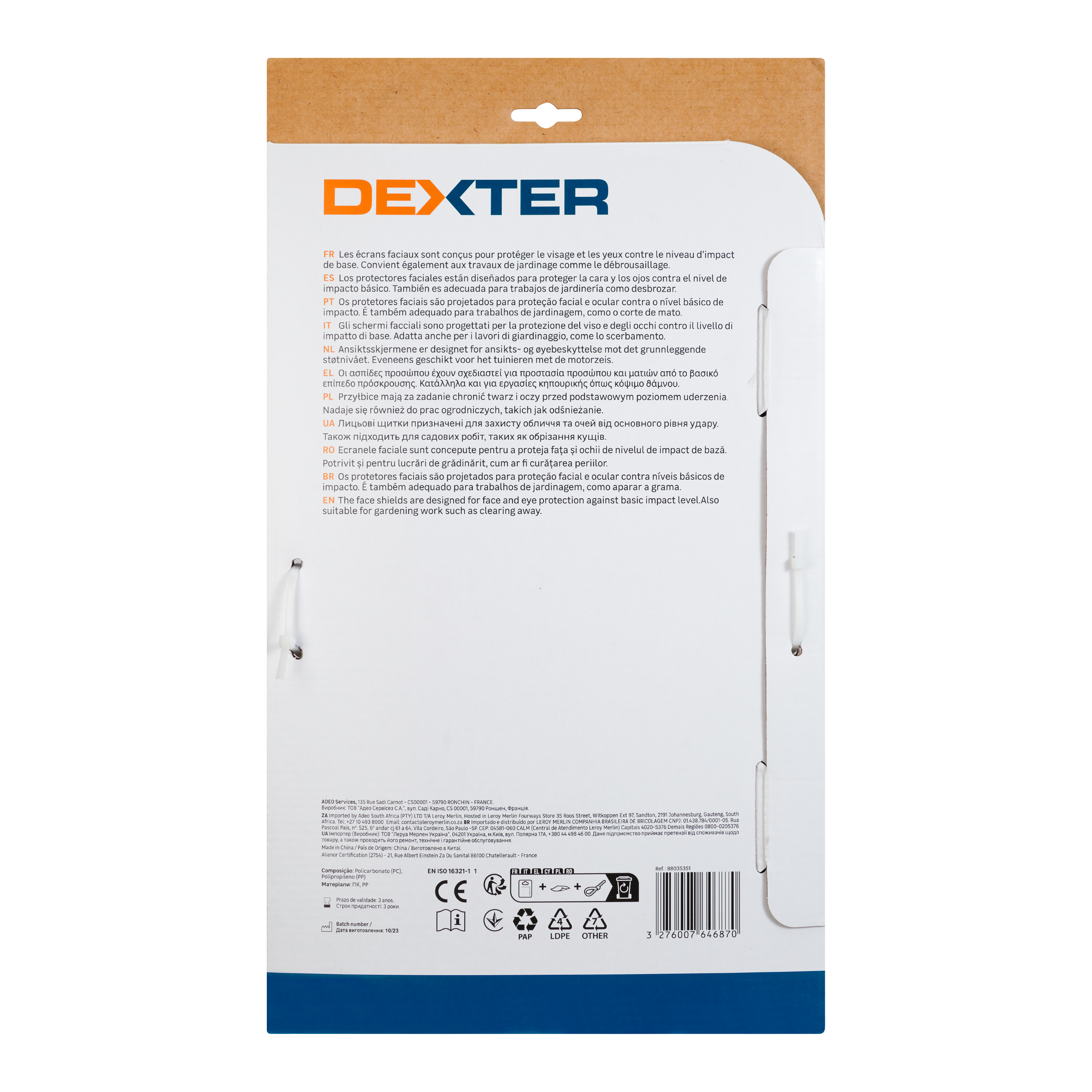 Visiera DEXTER XMSG0035 in polietilene transparente, giallo e nero - 4