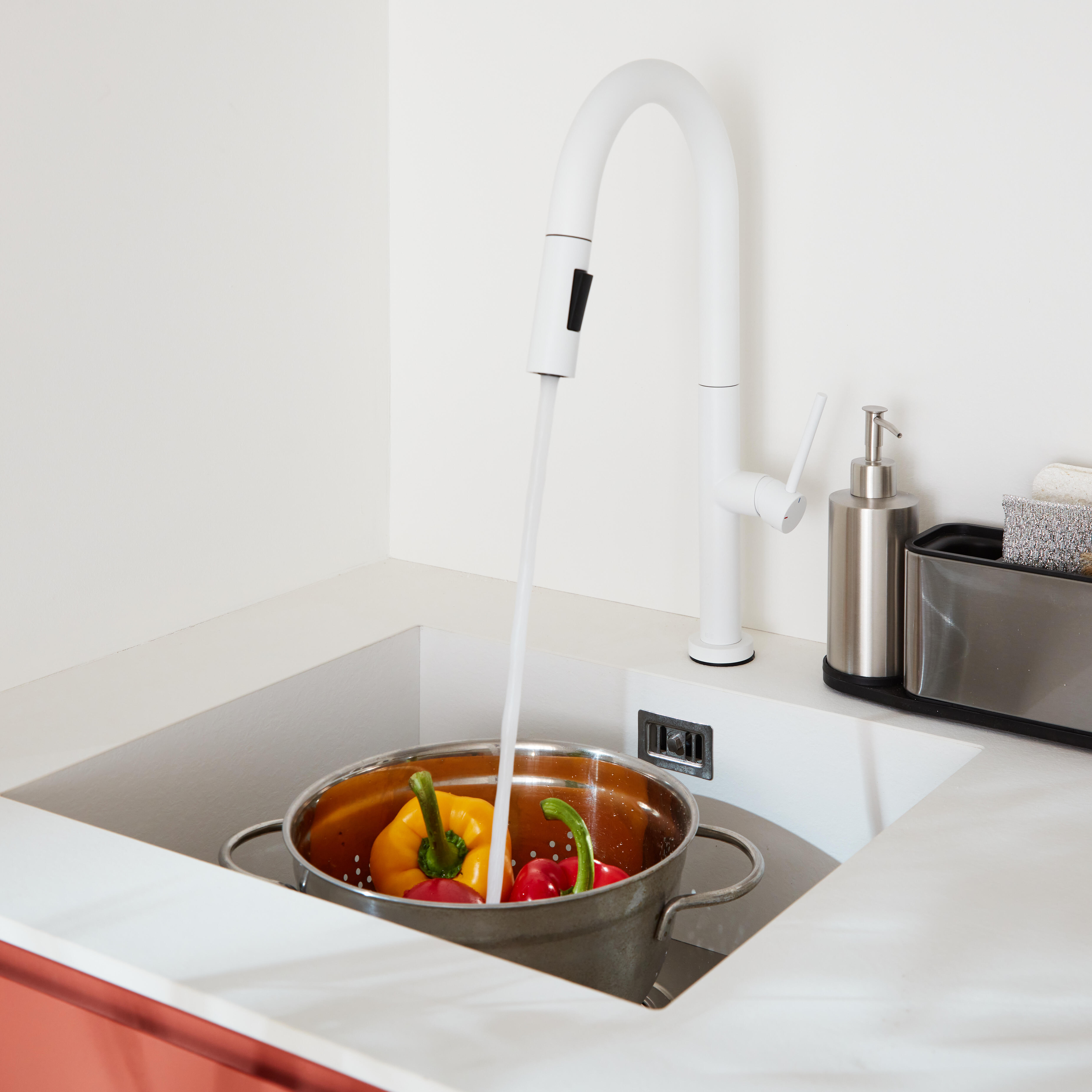 Robinet de cuisine avec douchette blanc, Portofino, ESSEBAGNO - 2