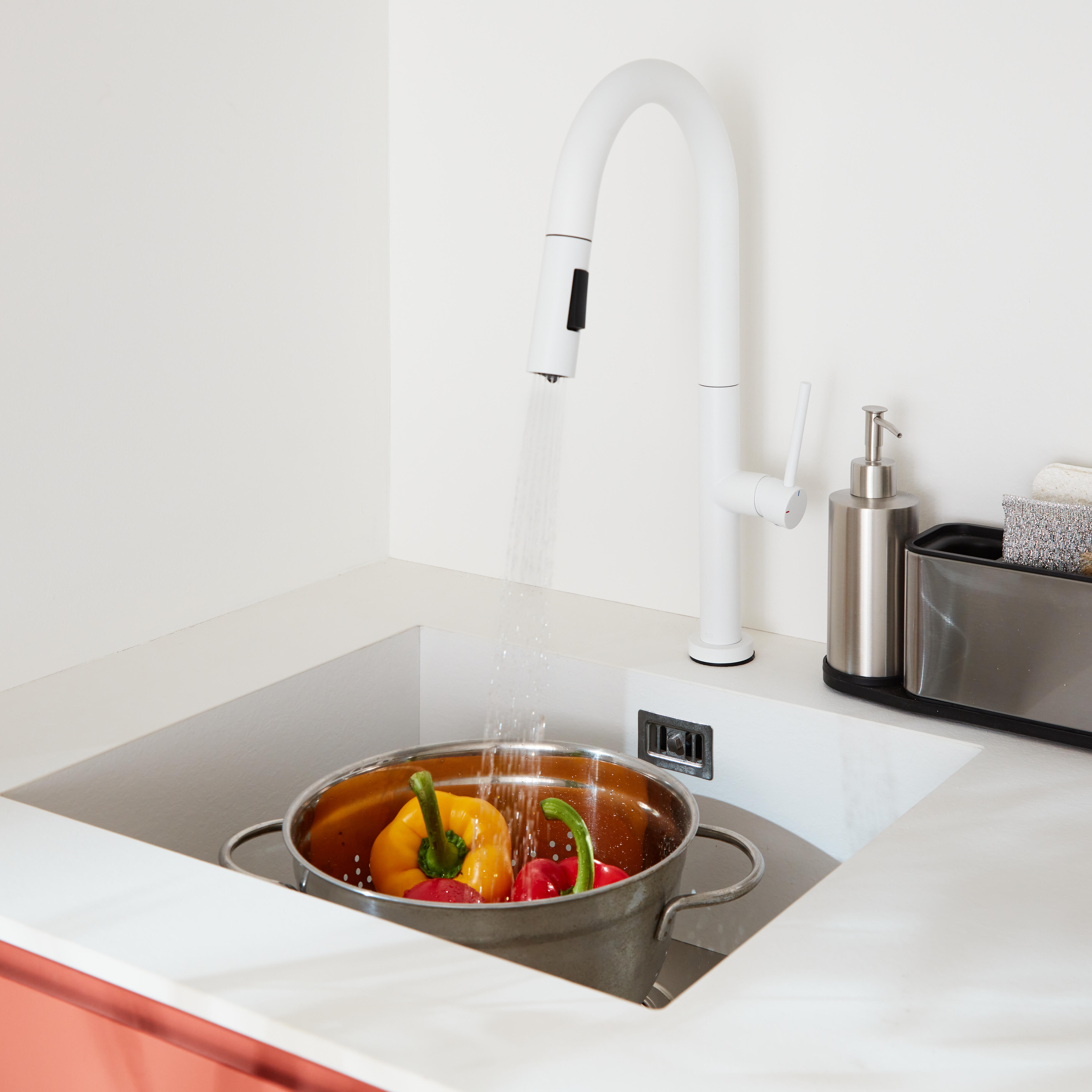 Robinet de cuisine avec douchette blanc, Portofino, ESSEBAGNO - 3