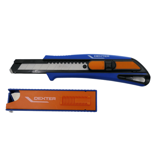 Cutter rétractable 18 mm avec 3 lames DEXTER