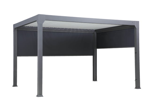 Rideau manuel GREEN OUTSIDE 3m gris pour pergola Ménéa grise, L.278 cm
