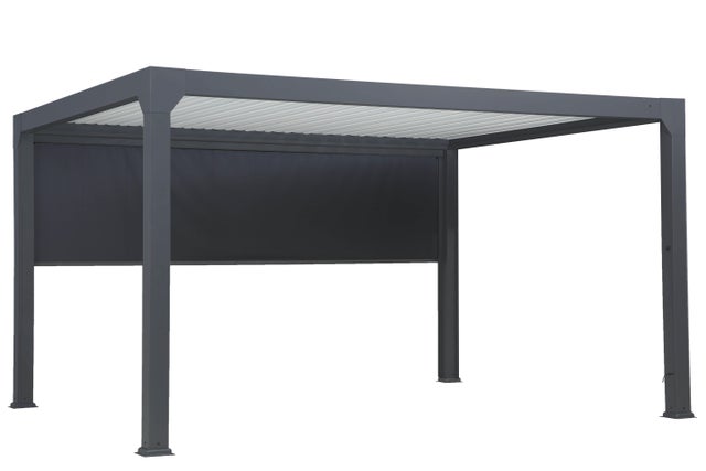 Rideau manuel GREEN OUTSIDE 5m noir pour pergolas Ménéa/Elea noires, L.474 cm