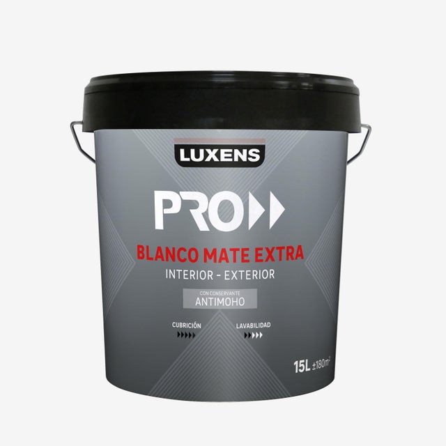 Pintura de interior Luxens Pro color blanco mate 15L para paredes