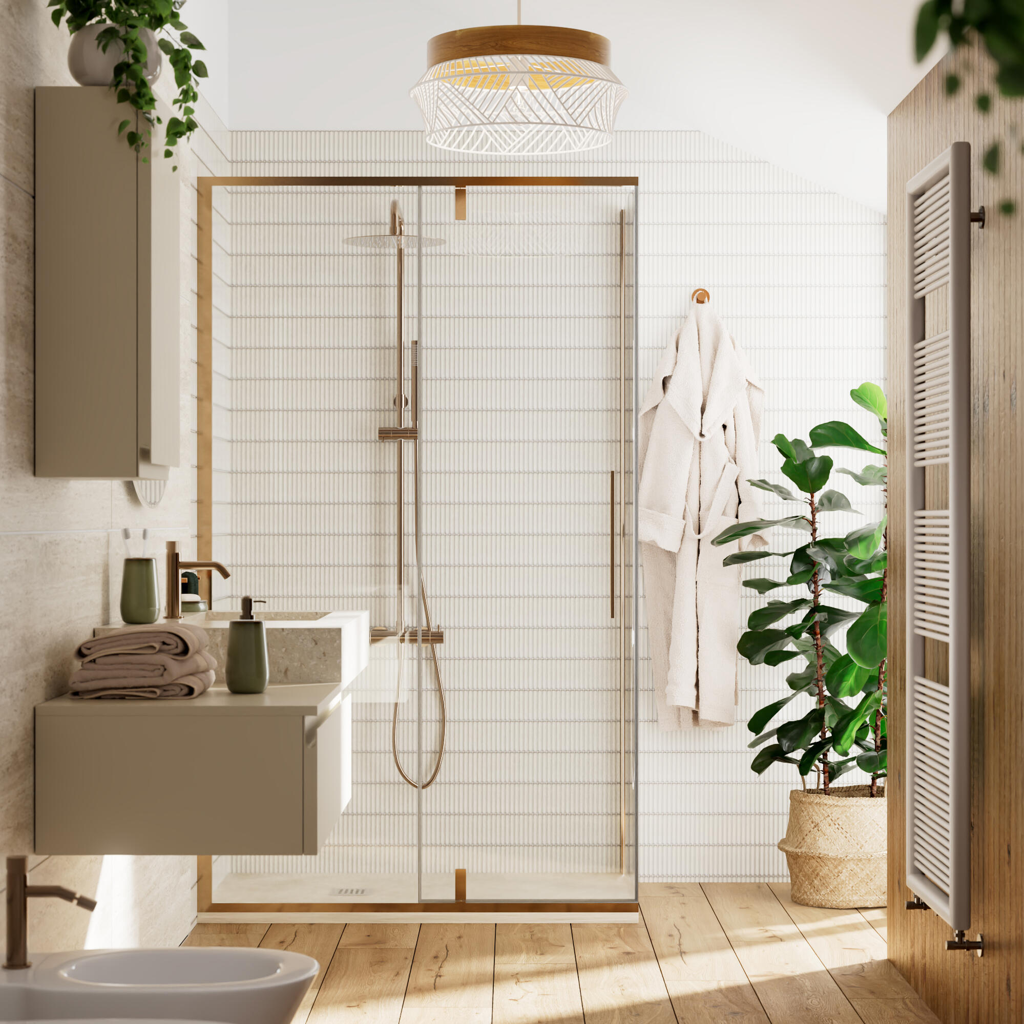 Colonna doccia con miscelatore Loop termostatica rose gold Brushed rose gold - 2