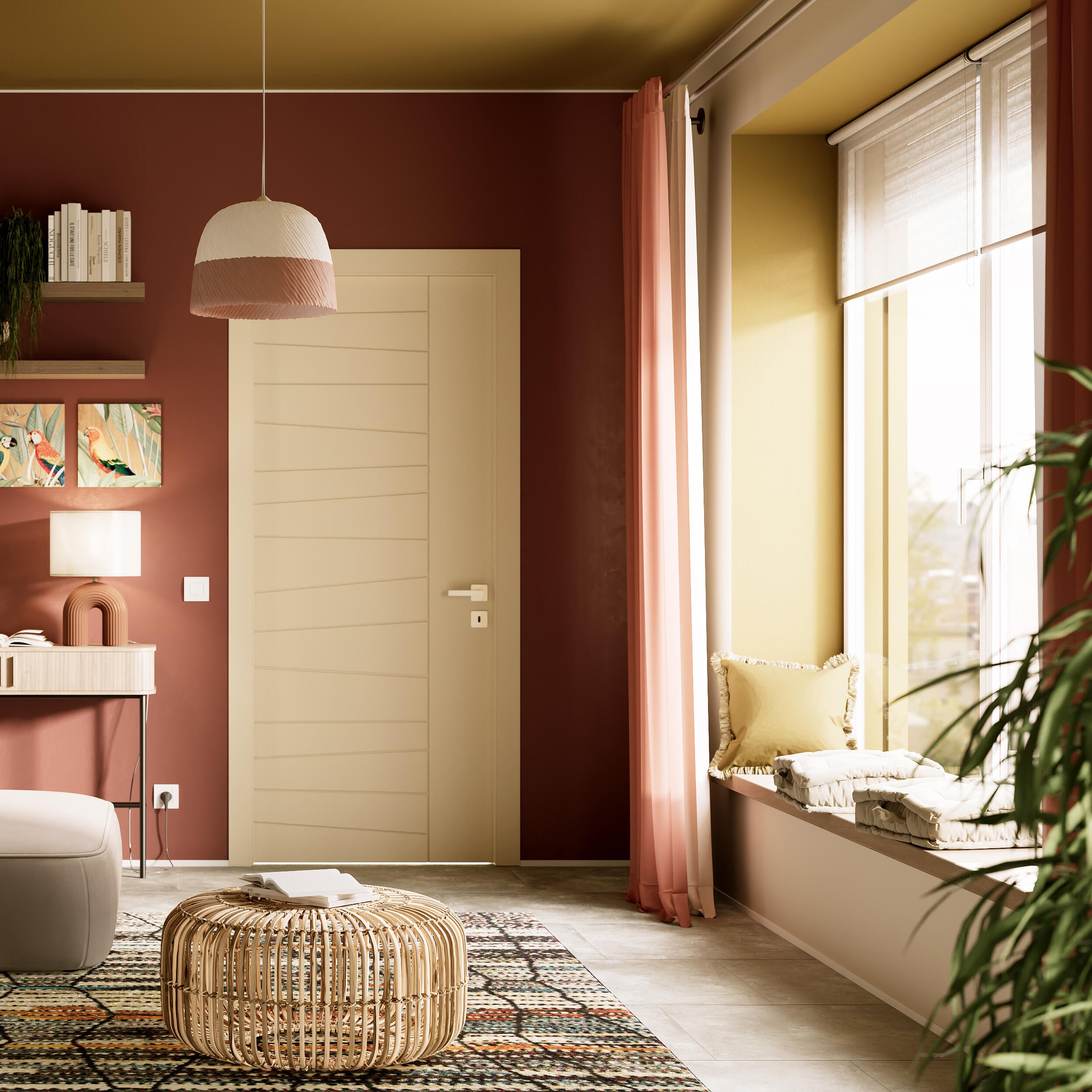 Cortinado fita e/ou presilha Arden 200x280cm vermelho terra - 9