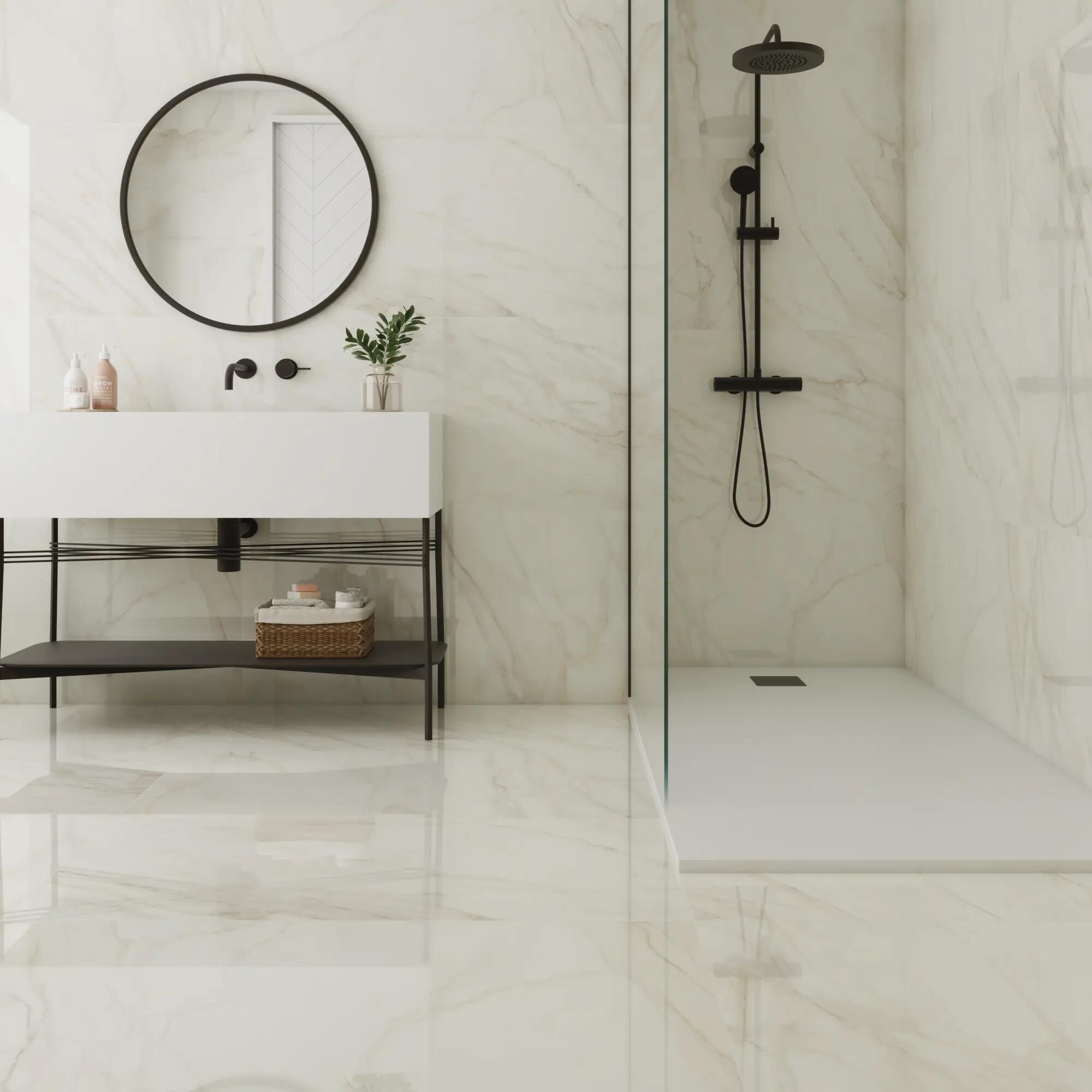 Suelo porcelánico tresana efecto mármol blanco 120x60 cm pamesa