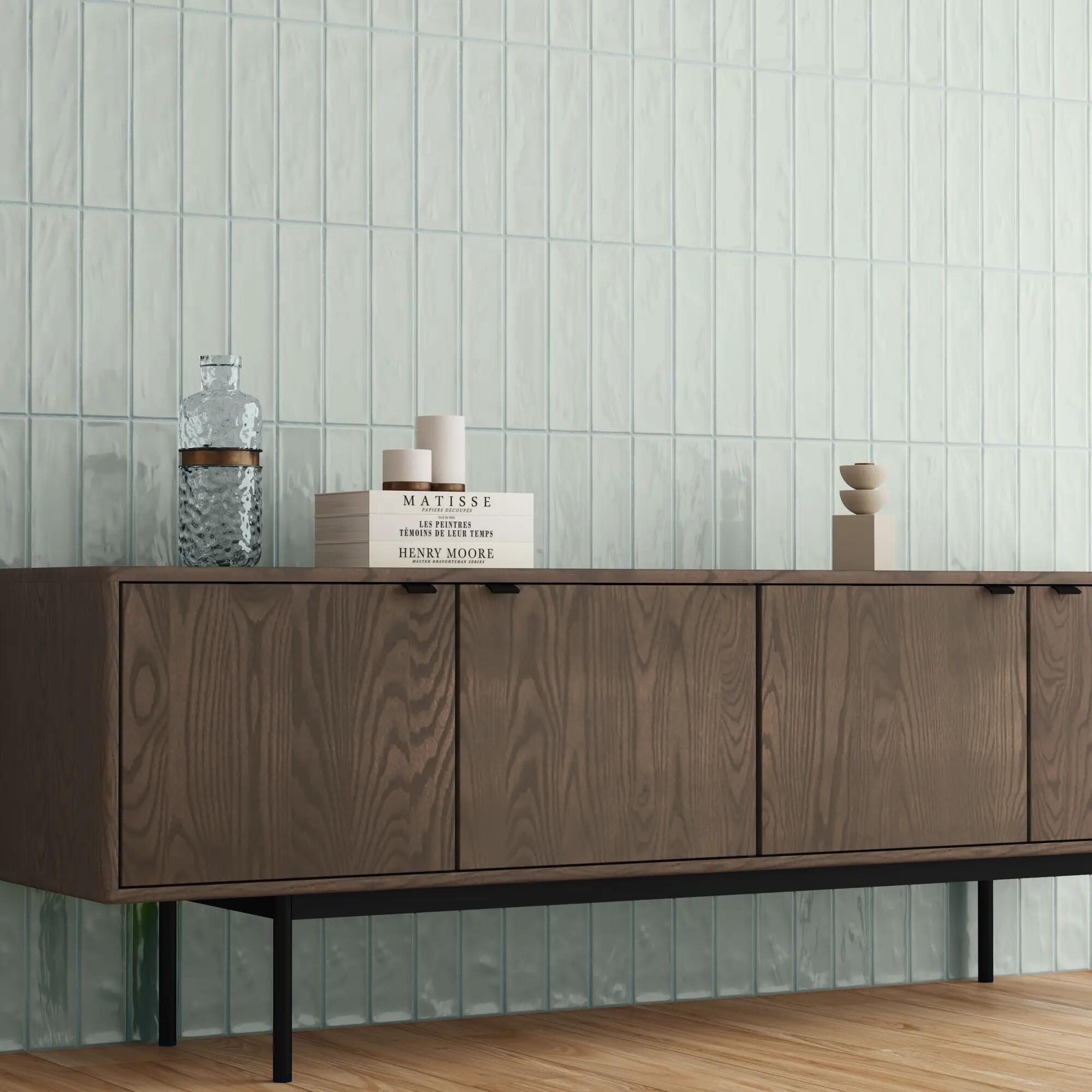 Azulejo cerámico mayolica efecto zellige turquesa 30x7.5 cm pamesa