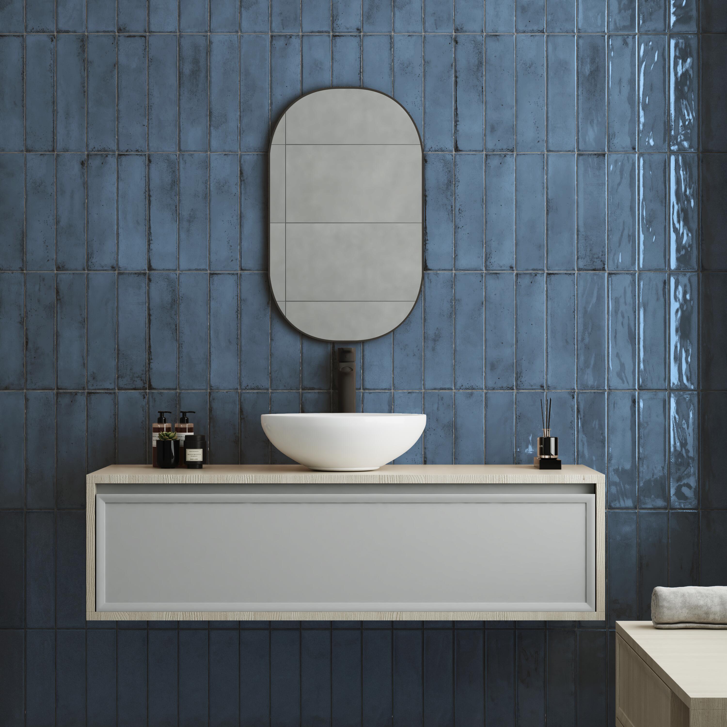 Azulejo cerámico grace efecto zellige blue 30x7.5 cm pamesa