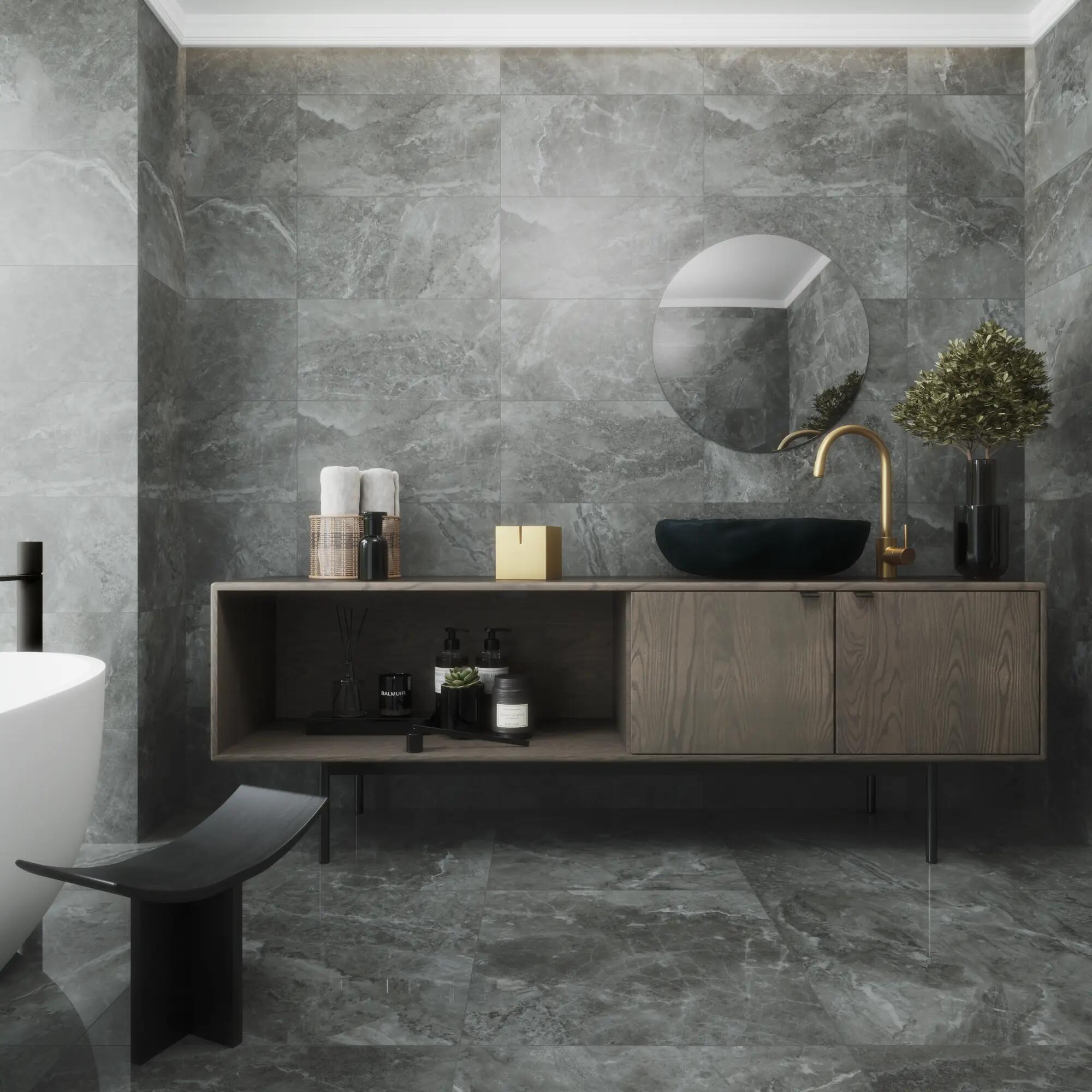 Suelo porcelánico arezzo efecto mármol marengo 60x60 cm pamesa