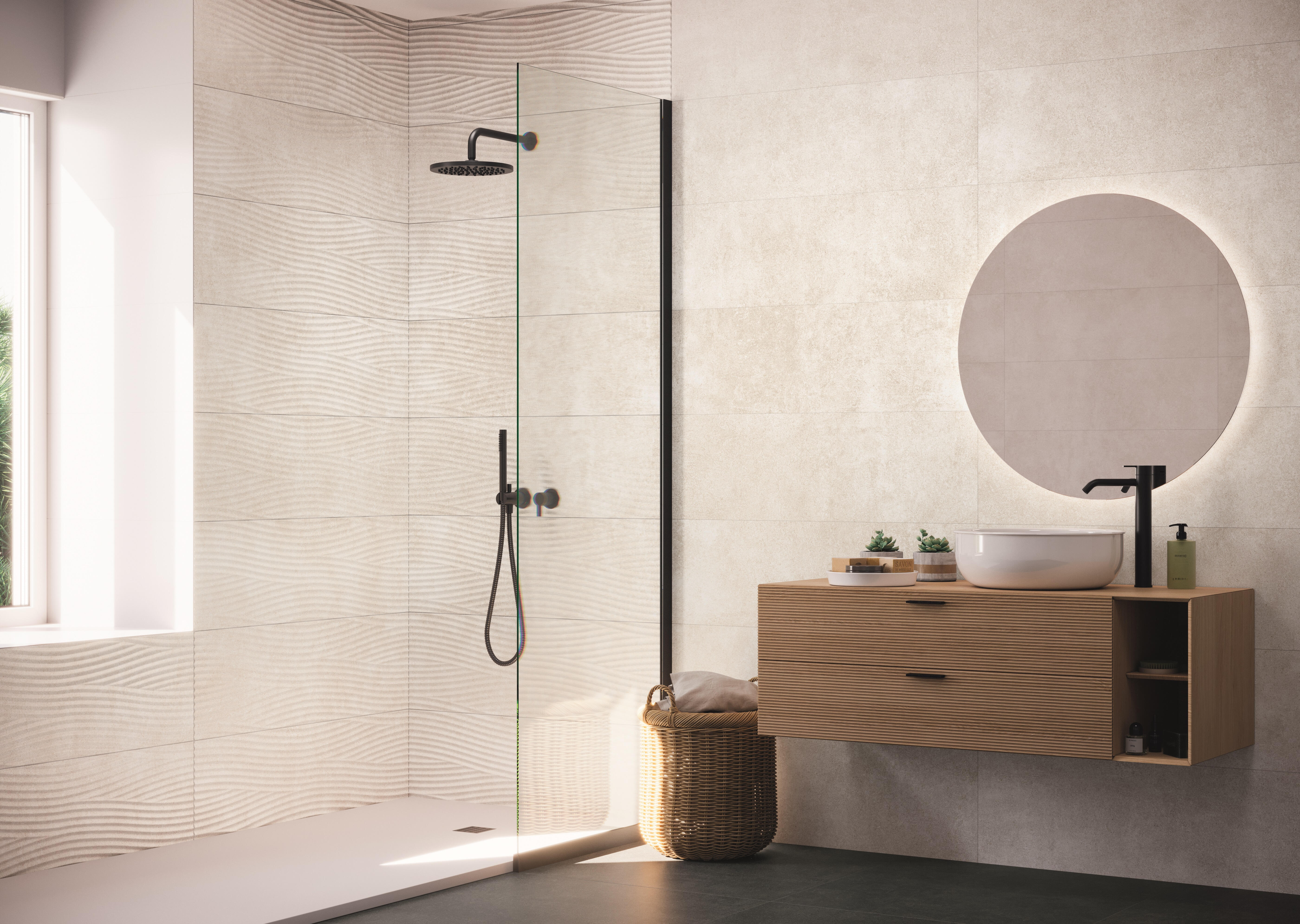 Azulejo cerámico domus efecto cemento arena 31.5x100 cm grespania