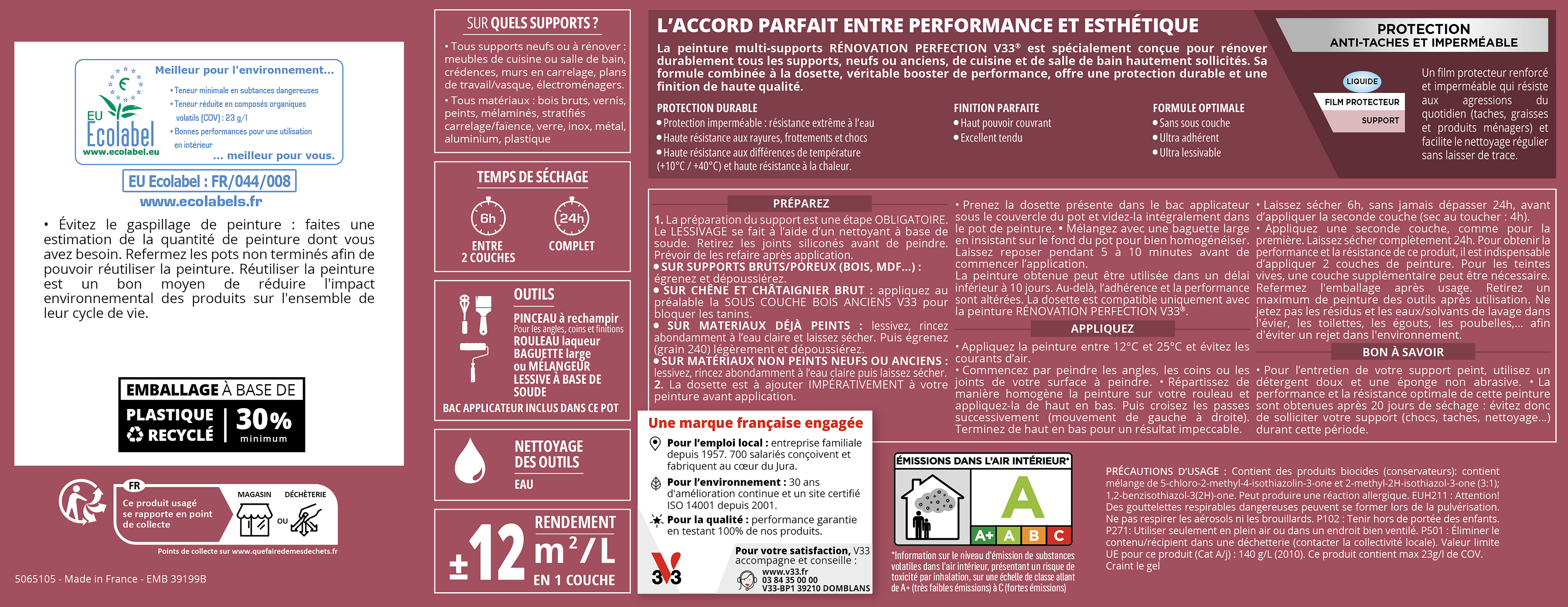 Peinture meuble vert sauge satin V33 Rénovation cuisine et bain 0.75l - 7