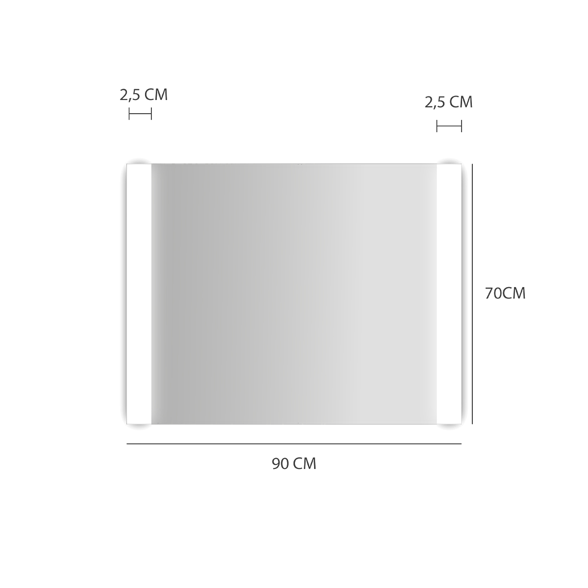 Specchio con illuminazione integrata completo di faretto bagno rettangolare L 90 x H 70 x P 2.5 cm - 4
