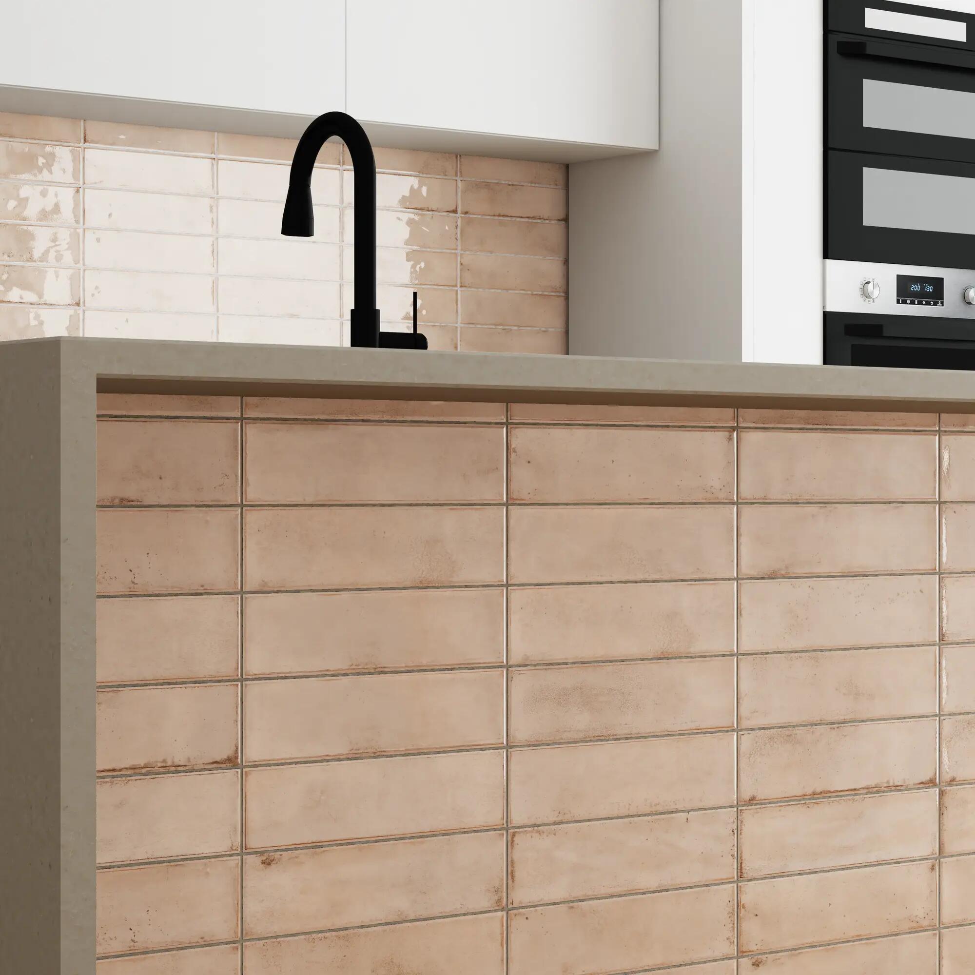 Azulejo cerámico grace efecto zellige nude 30x7.5 cm pamesa