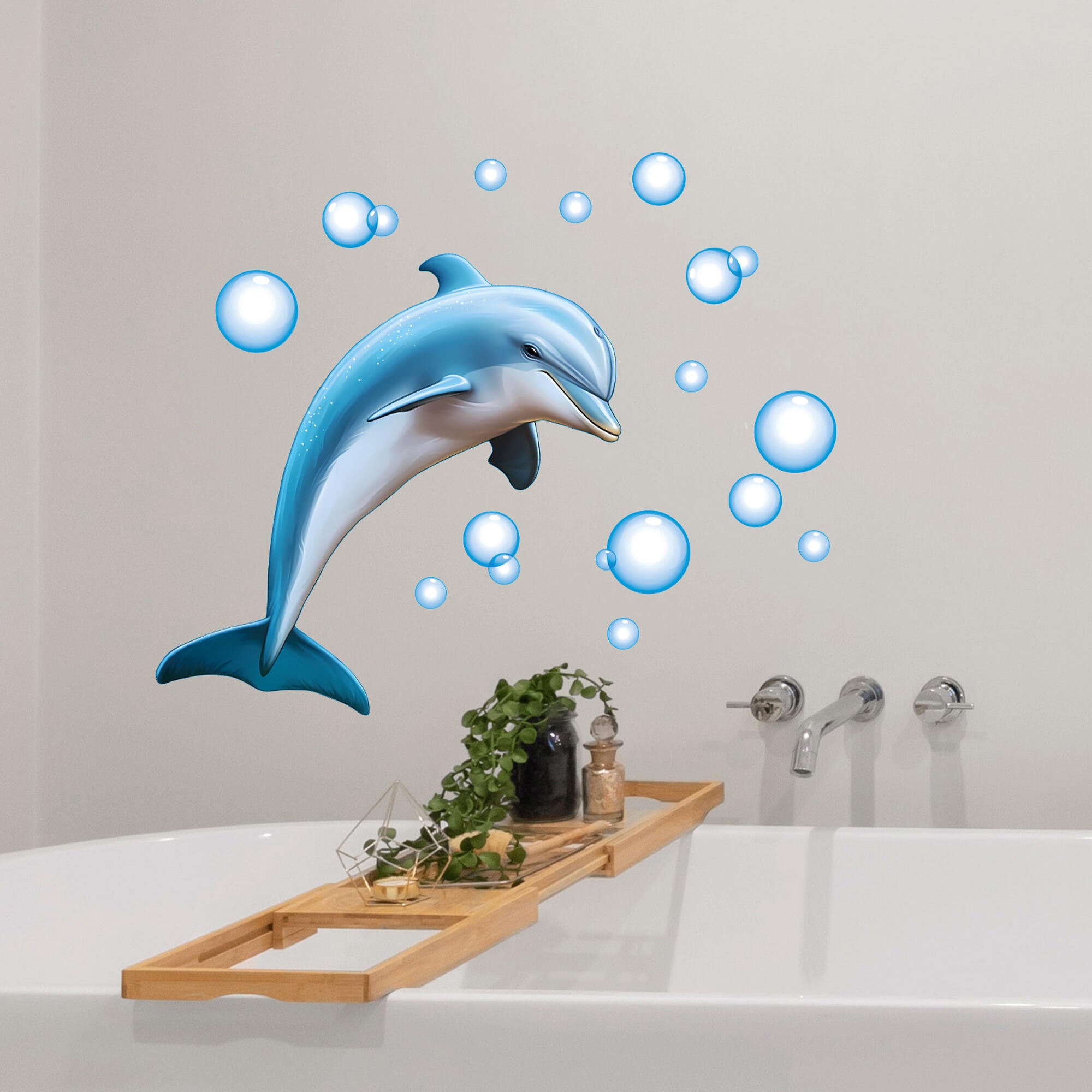 Plaque Murale Décorative Dauphins Bleus – 18 Pouces – Résine – Charlotte International
