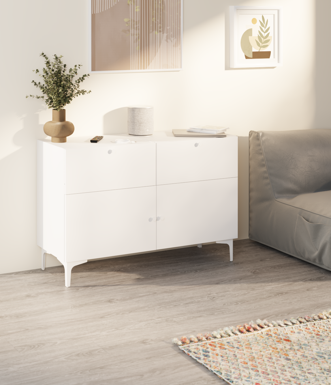 Frente para cajon exterior de módulo de armario Spaceo Evo'M Sevilla blanco 60x25.6 cm - 3