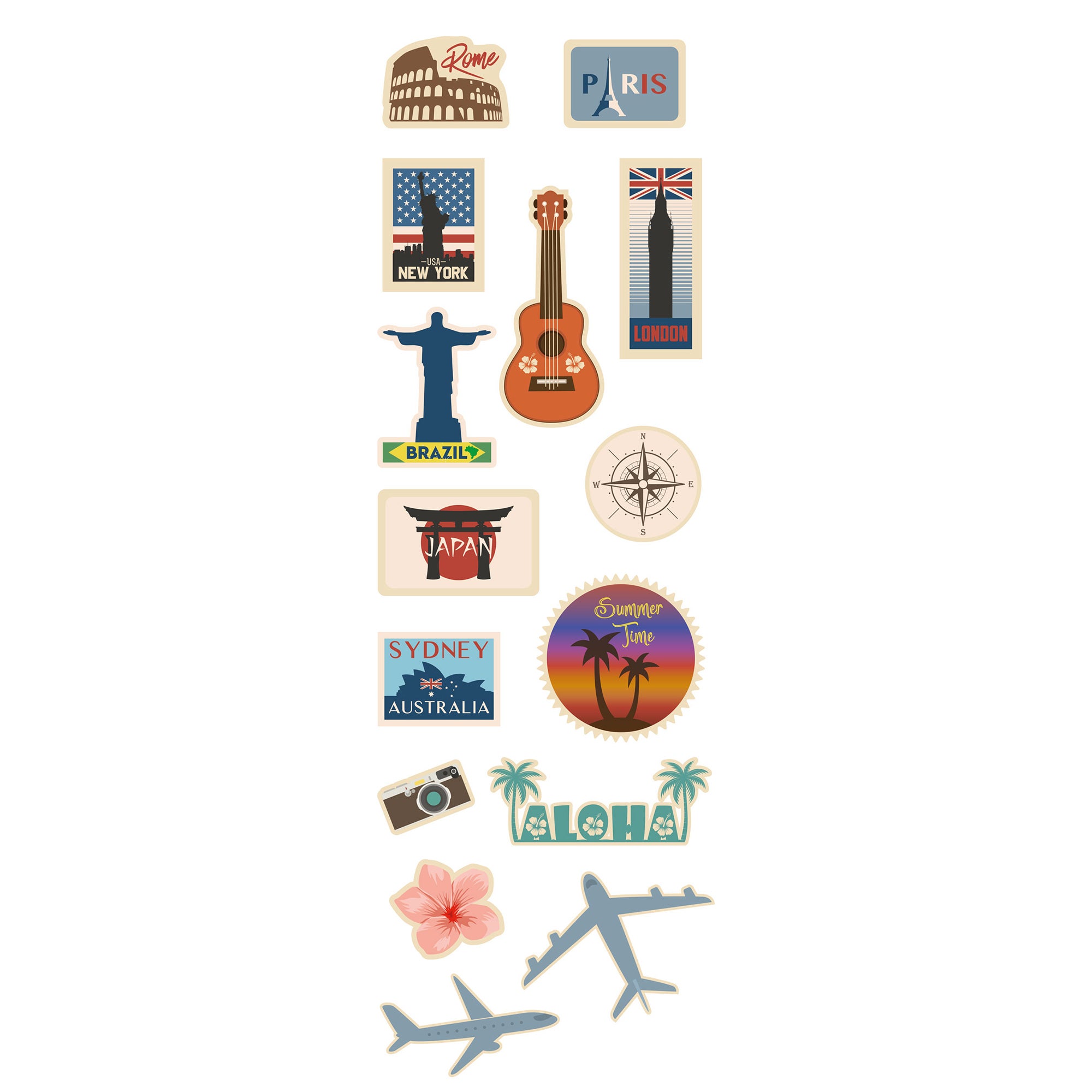 Sticker décoratif tour du monde, multicolore x 24 cm - 2
