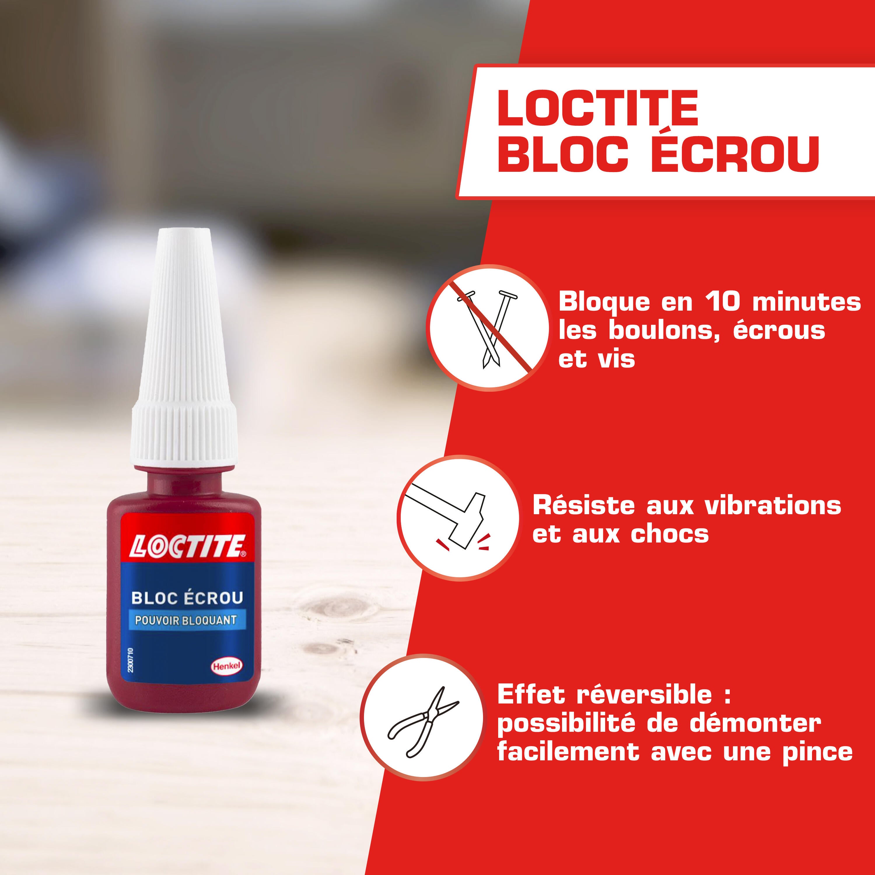 Colle de fixation LOCTITE C bloc écrou, 5 ml - 3
