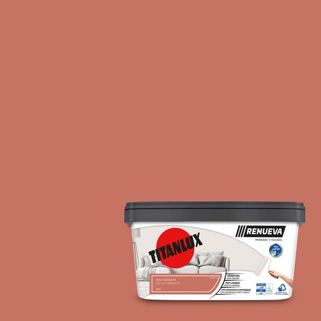Pintura de interior Renueva TITANLUX color rosa terracota mate 4L para paredes y techos