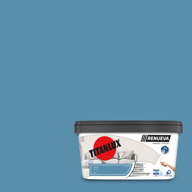 Pintura de interior Renueva TITANLUX color oceano mate 4L para paredes y techos