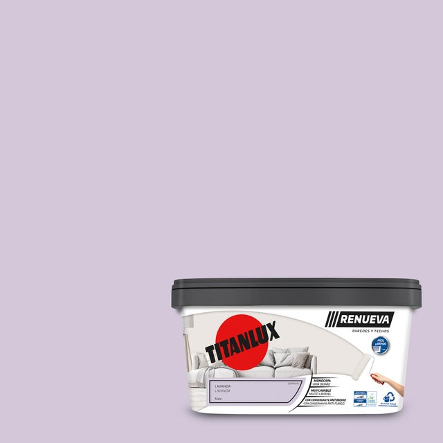 Pintura de interior Renueva TITANLUX color lavanda mate 4L para paredes y techos
