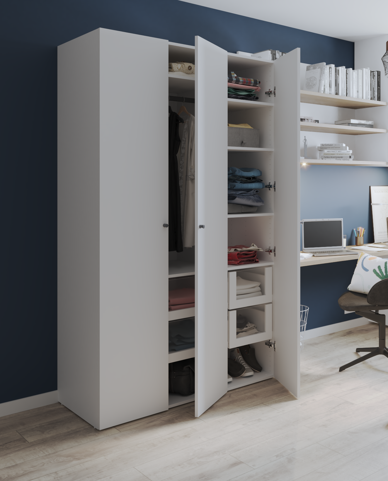 Módulo 204,8x40x54 cm branco Spaceo Evo'M - 11