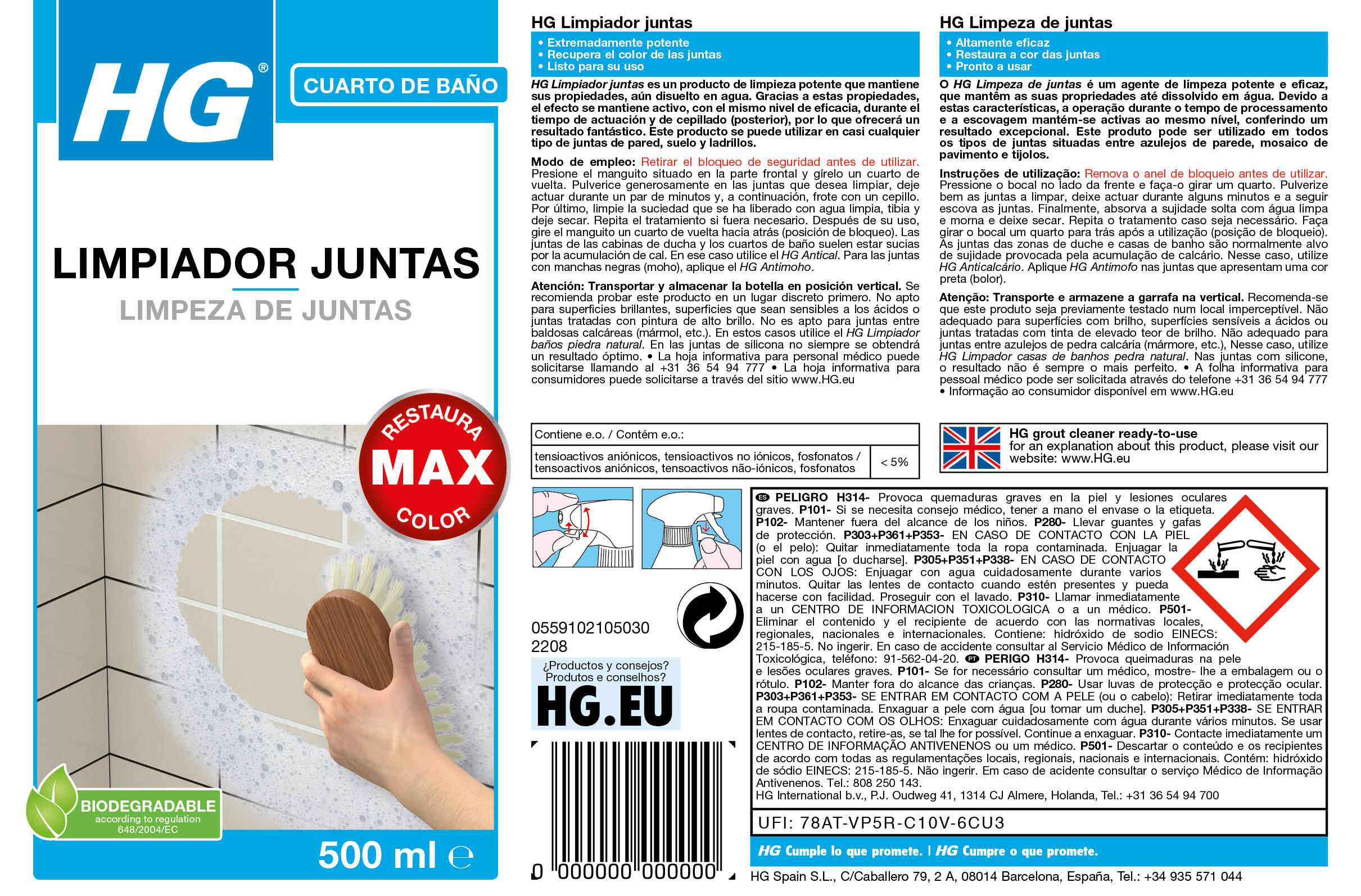 Produto de limpeza para juntas HG 500 ML - 3