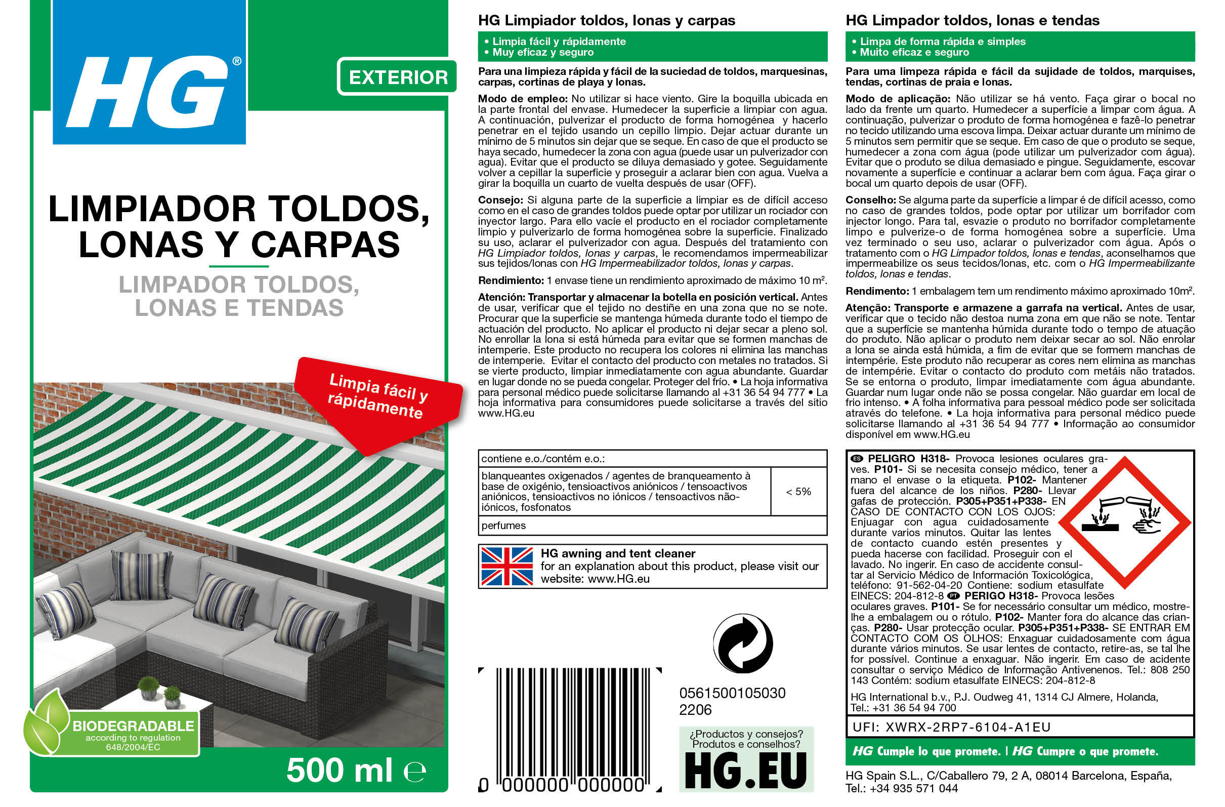 Produto de limpeza para lonas, toldos e tendas 0.5l HG - 4