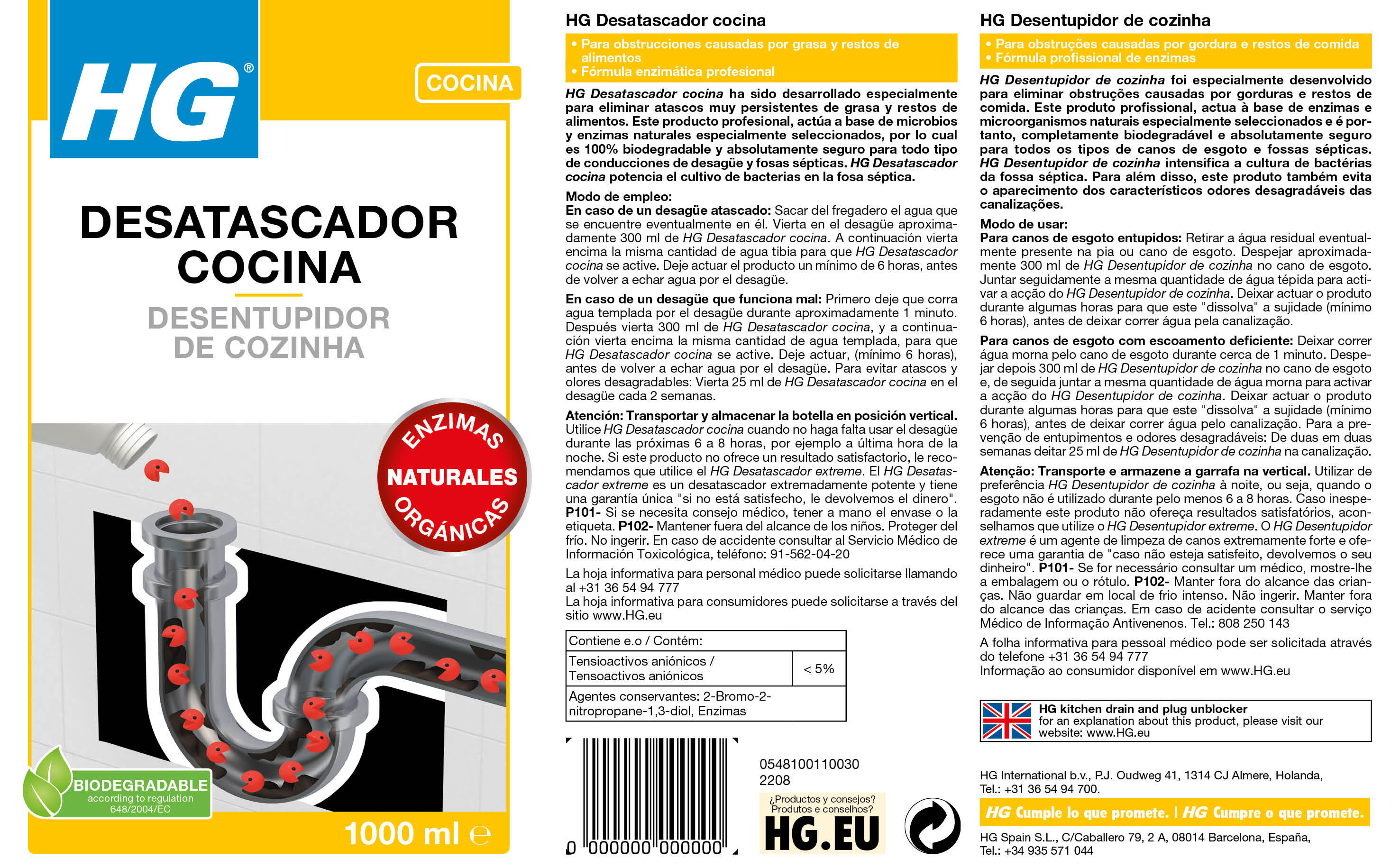 Desentupidor líquido cozinhas HG 1L - 7