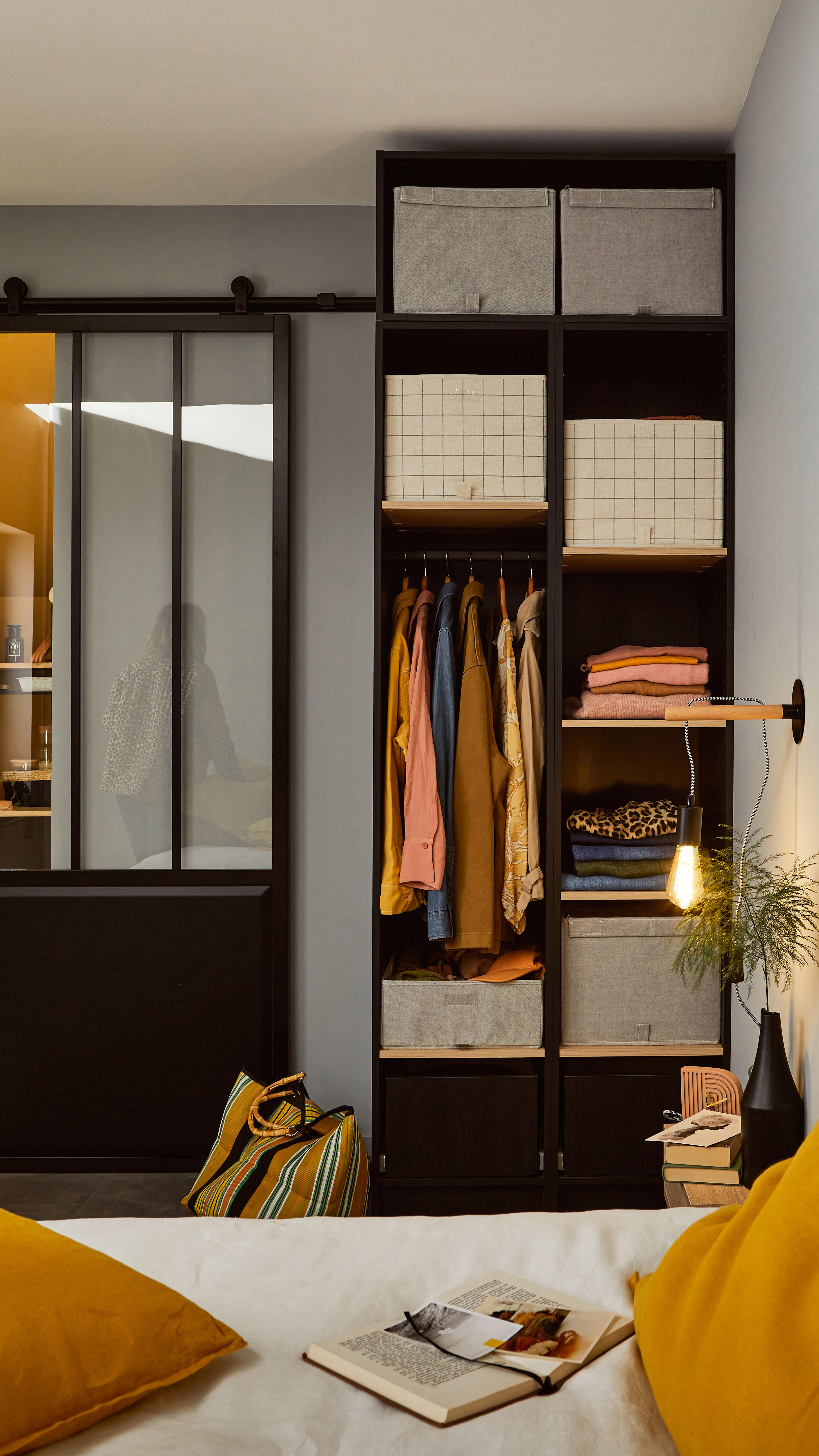 Caixa aberta azul tartan 36x35x29 cm Spaceo Evo'M - 10