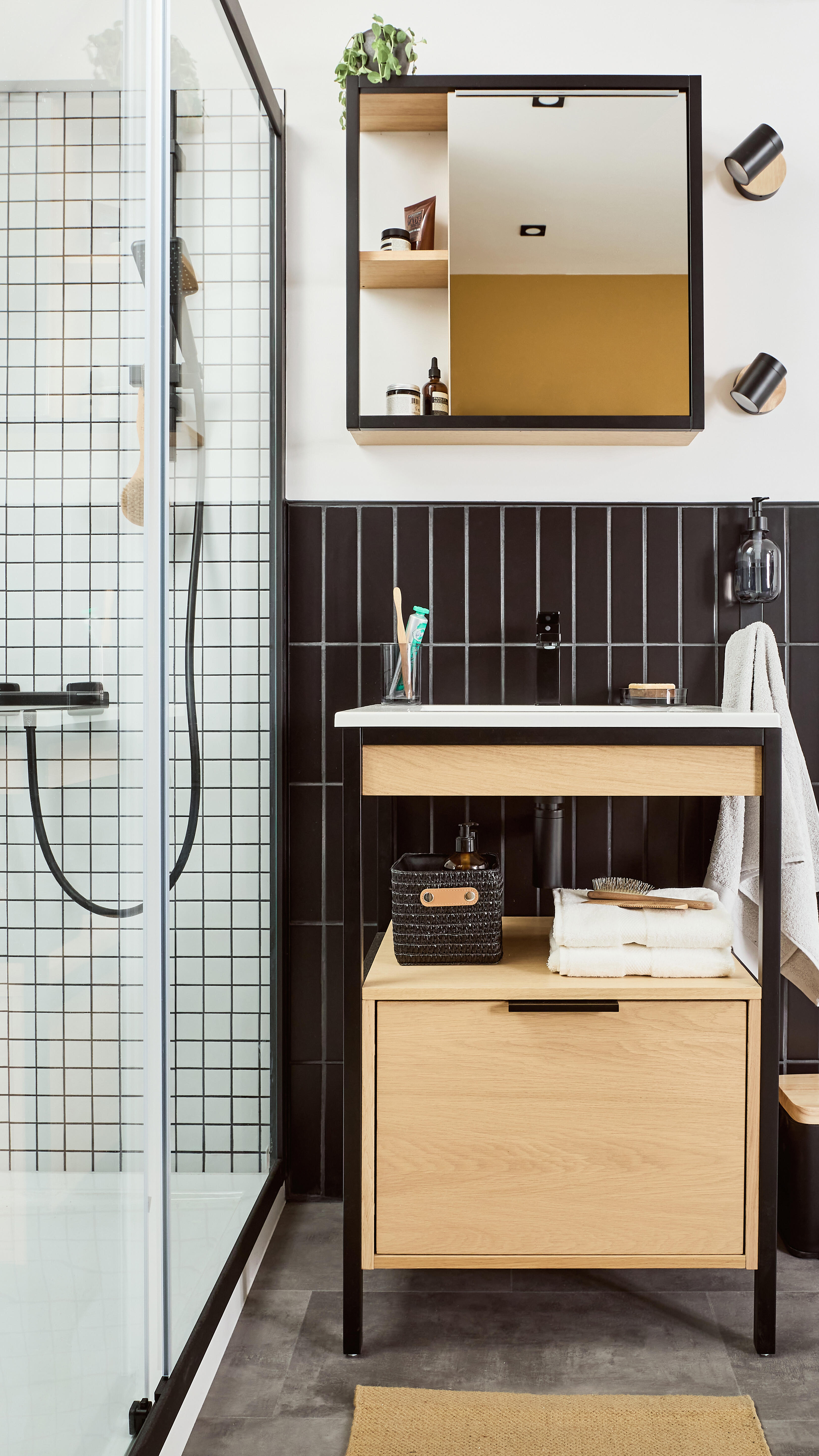 Alcachofa de ducha + flexo + barra SENSEA  negro con 1 función - 18