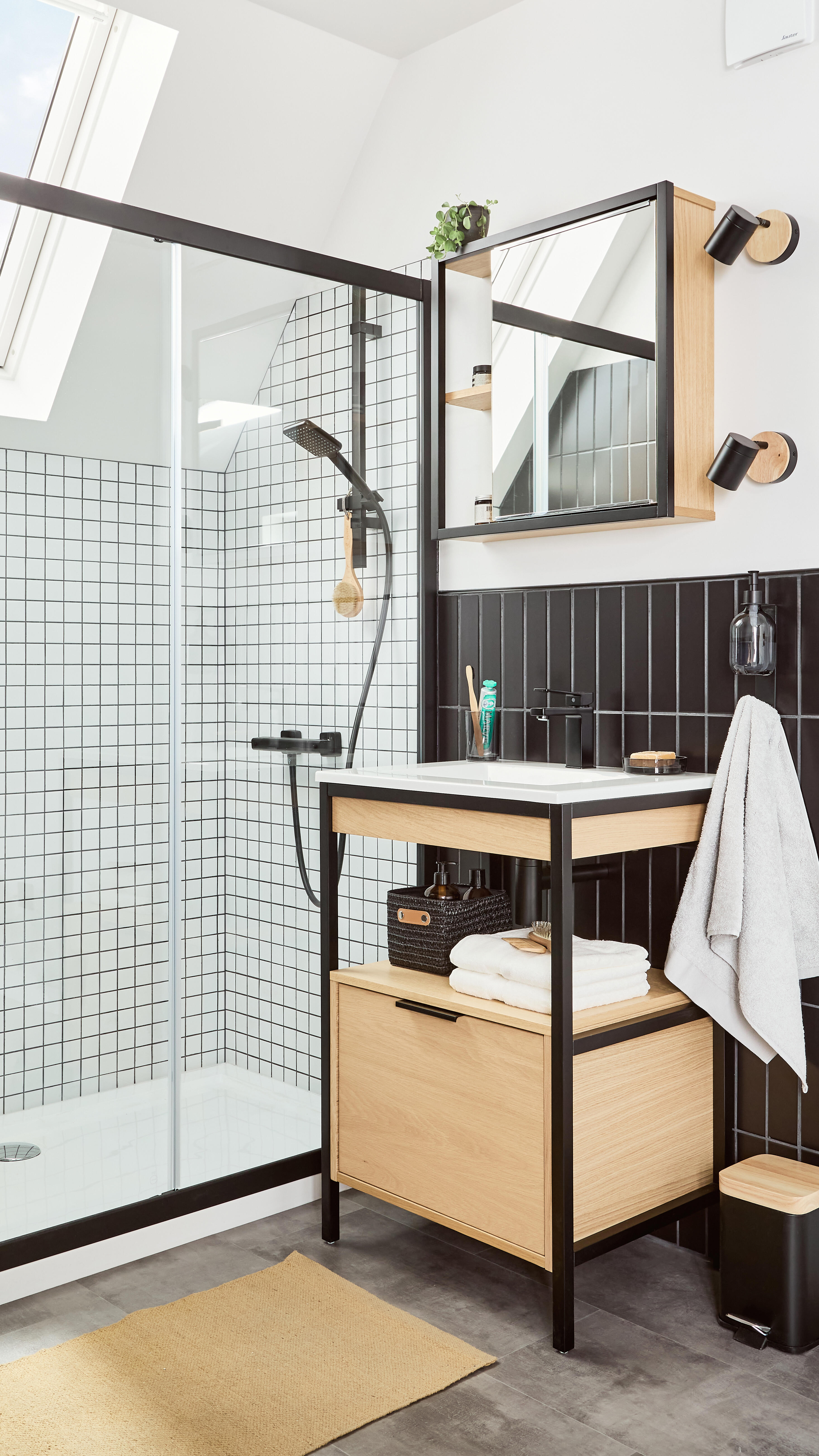 Plan simple vasque centrée Urban pierre blanc Brillant l.61 x P.49 cm - 4