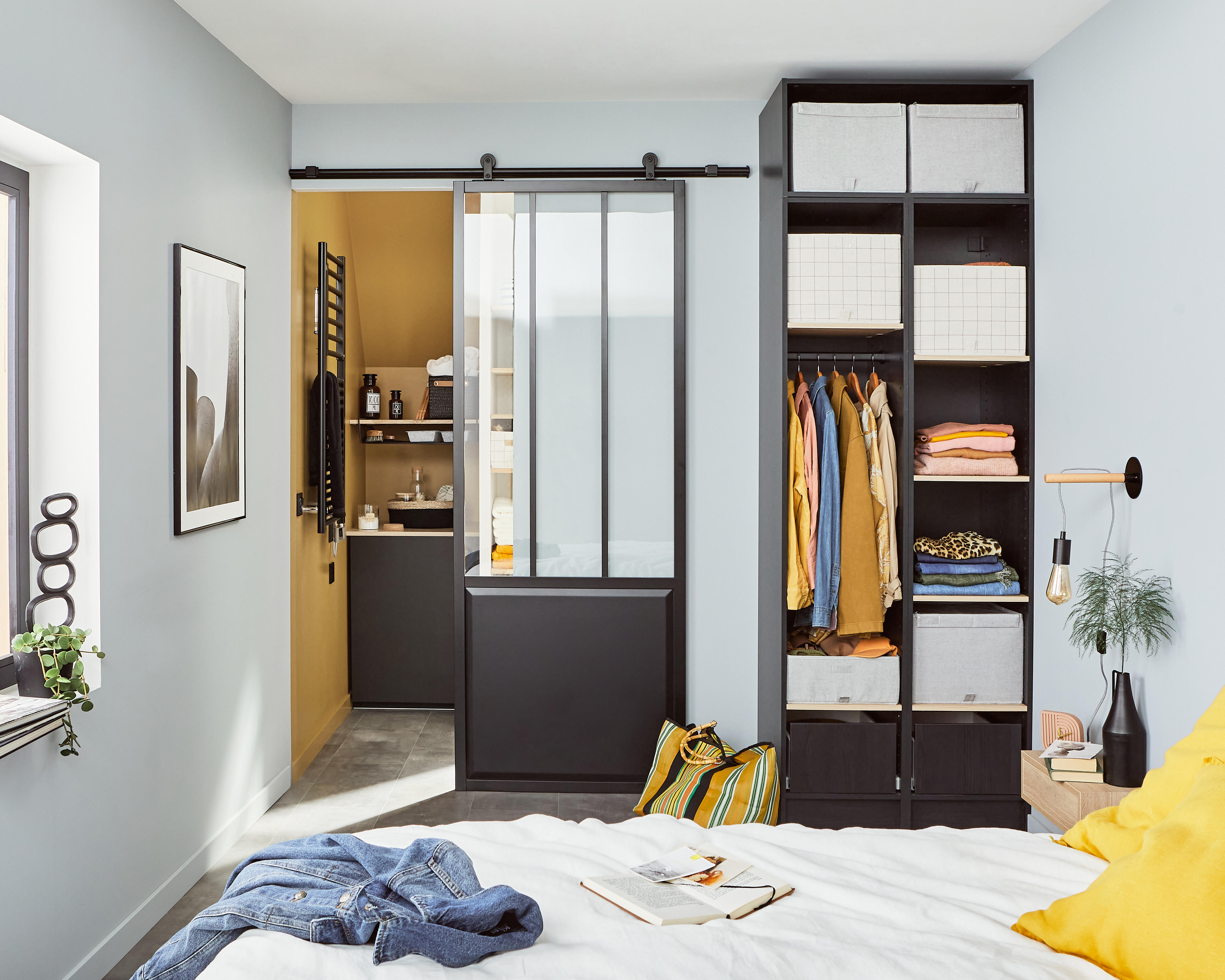 Caixa aberta azul tartan 36x35x29 cm Spaceo Evo'M - 7