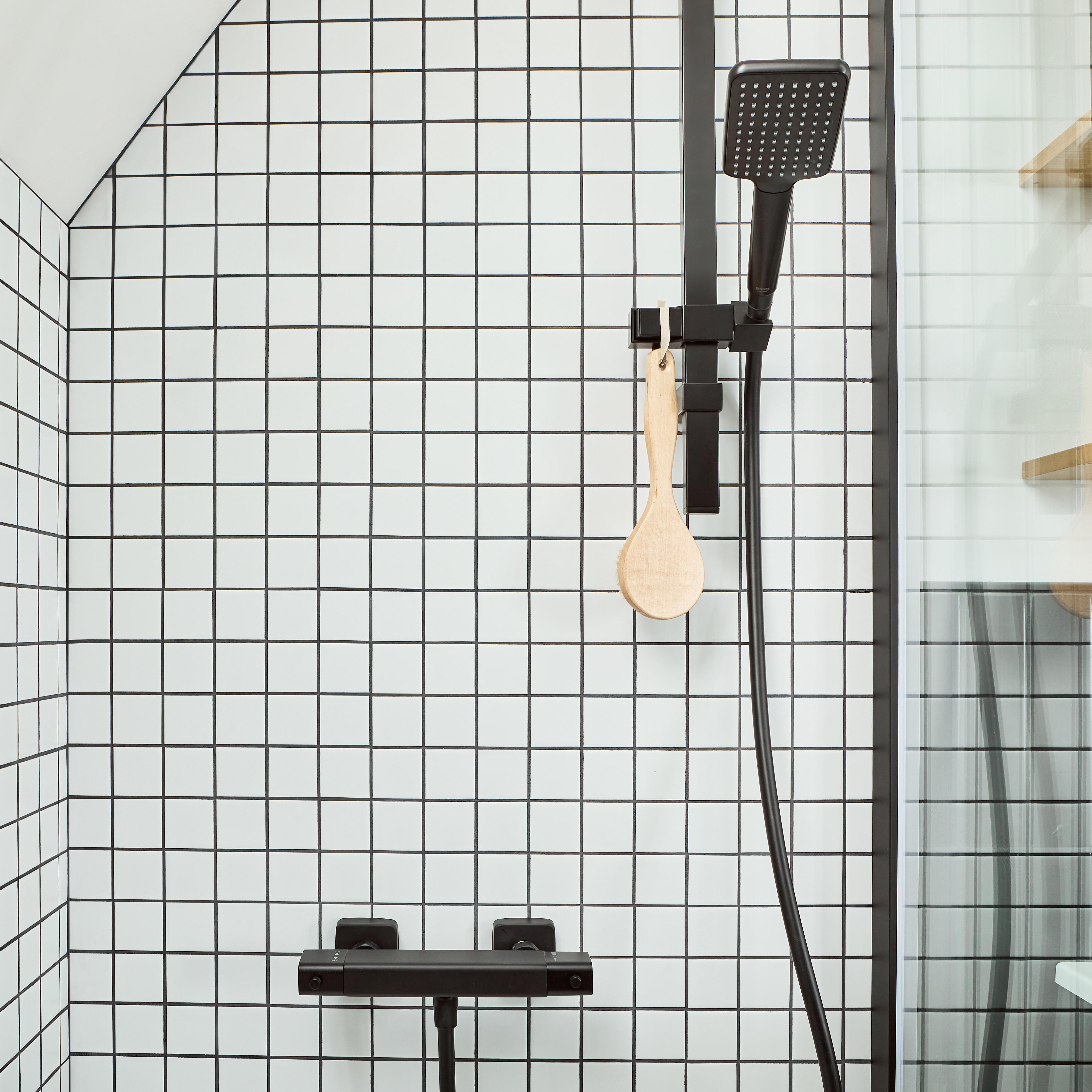 Conjunto de chuveiro de mão barra e bicha preto Studio - 15