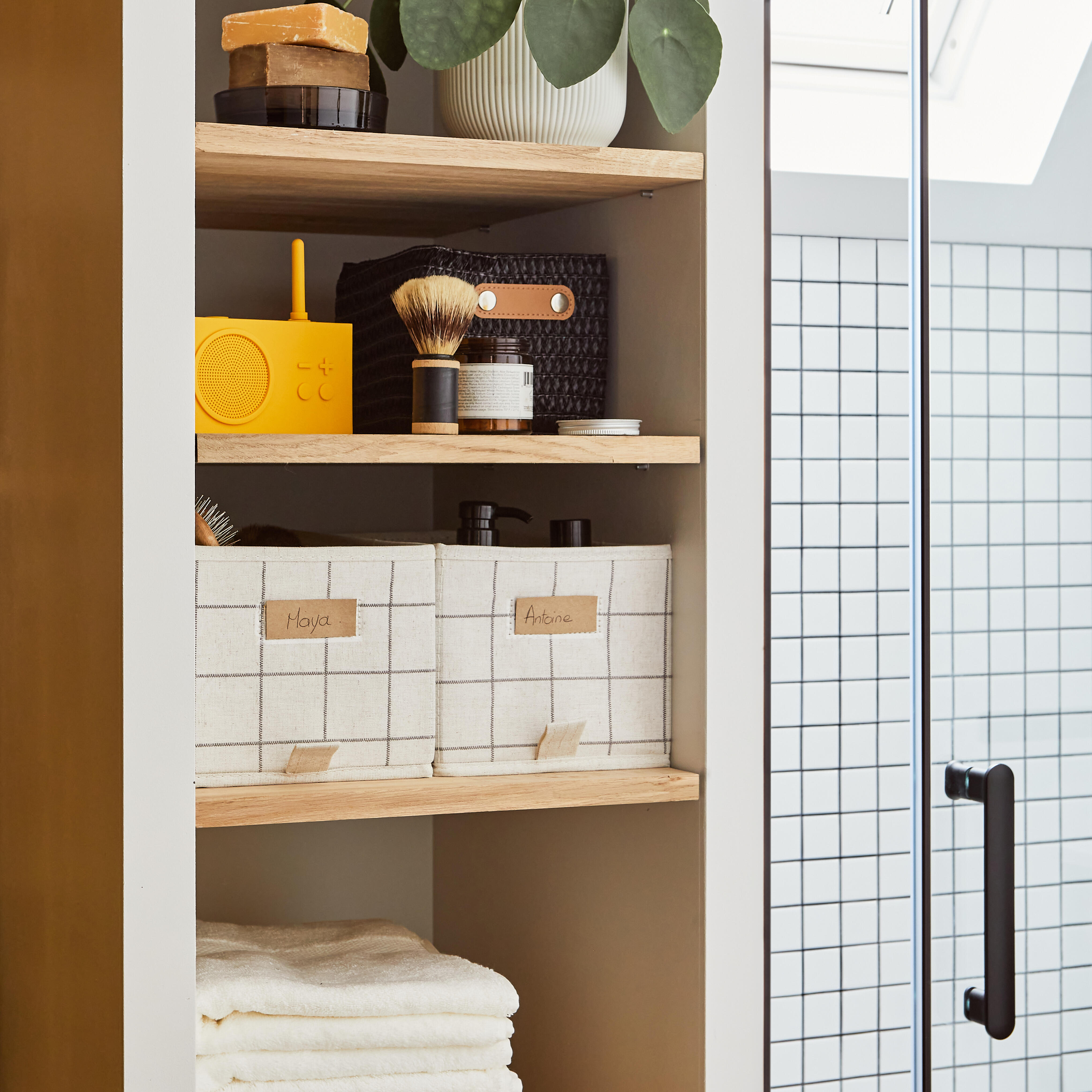 Caixa aberta azul tartan 36x35x29 cm Spaceo Evo'M - 3