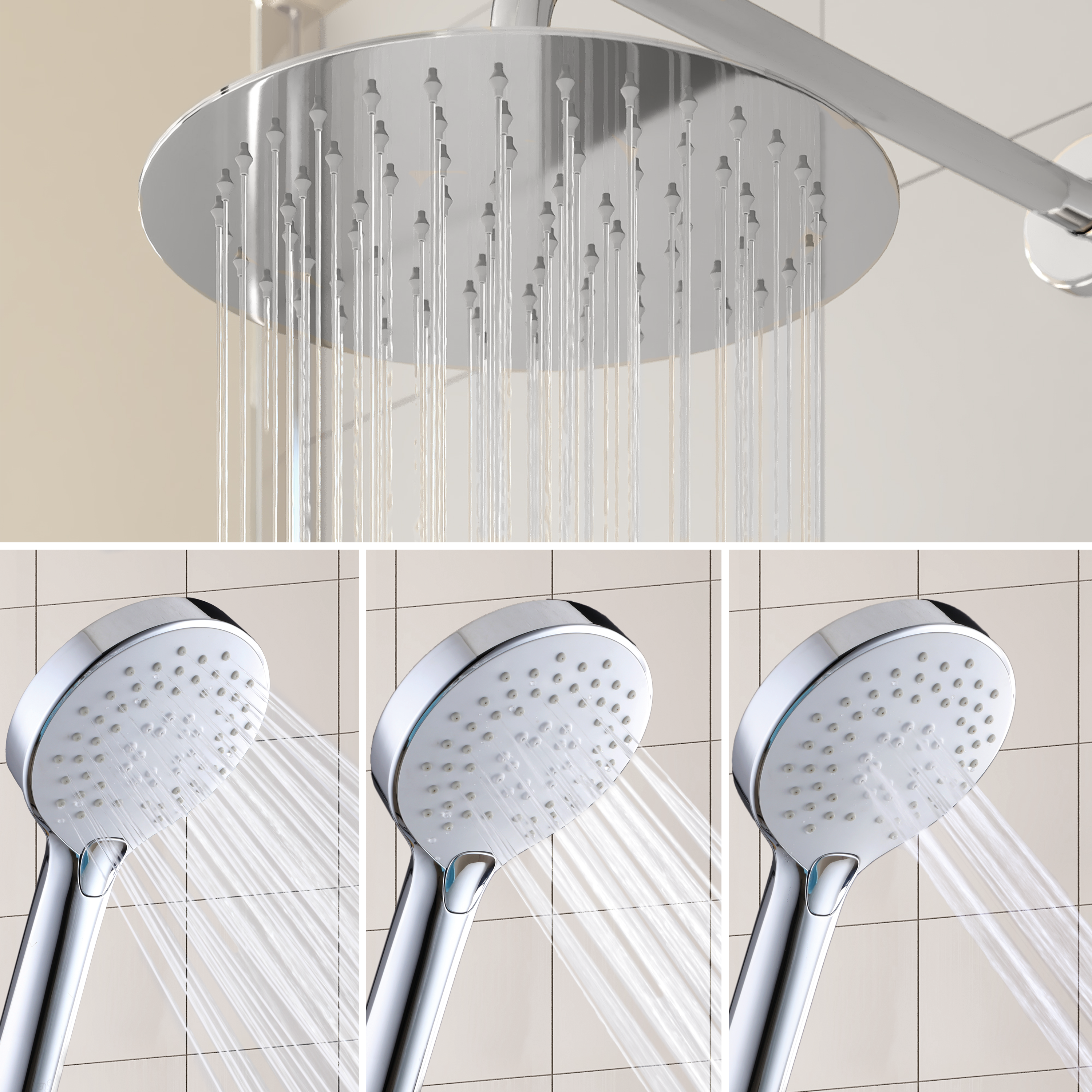 Kit de duche de encastrar para parede redondo cromado Sensea - 5