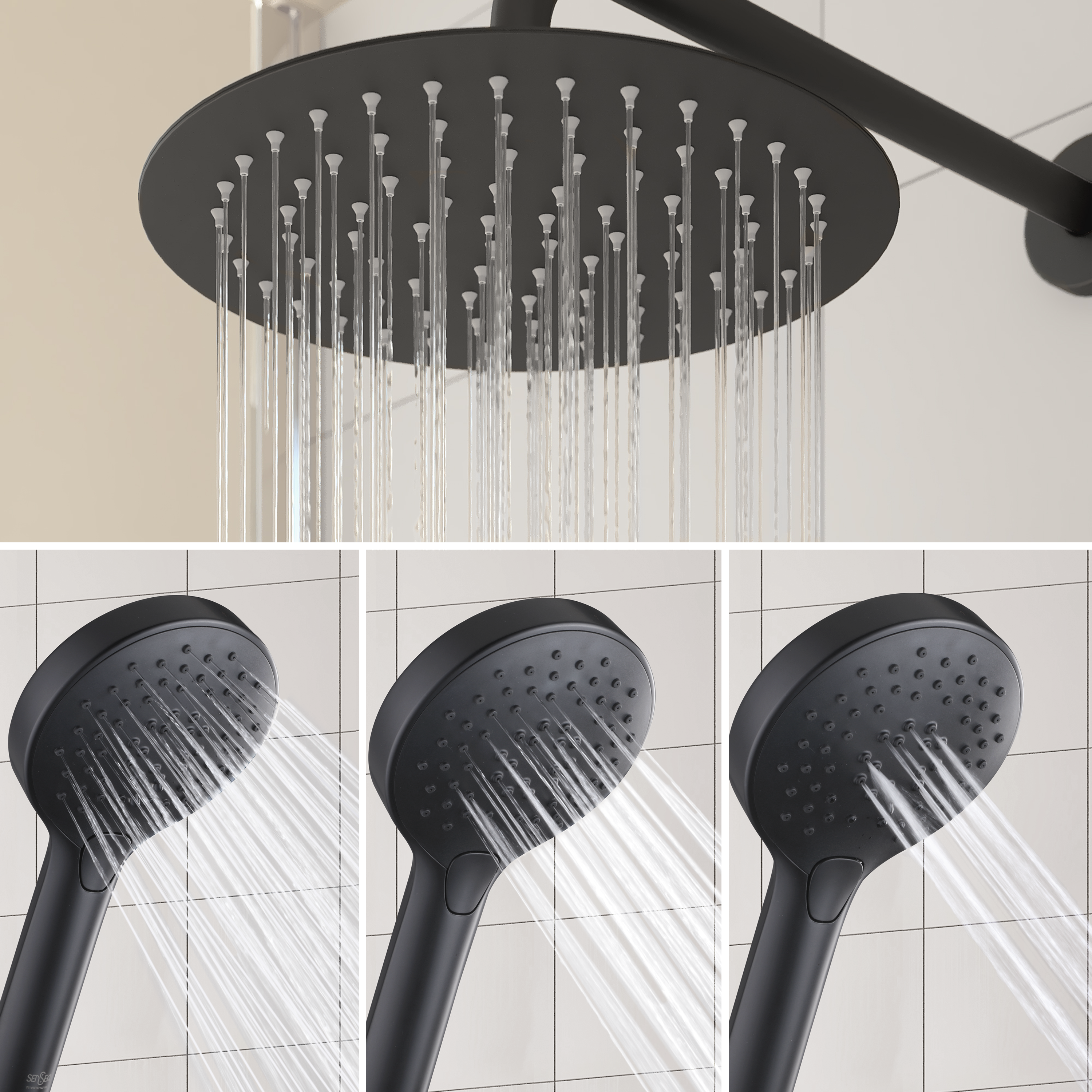 Kit de duche de encastre redondo preto Sensea Icone - 5